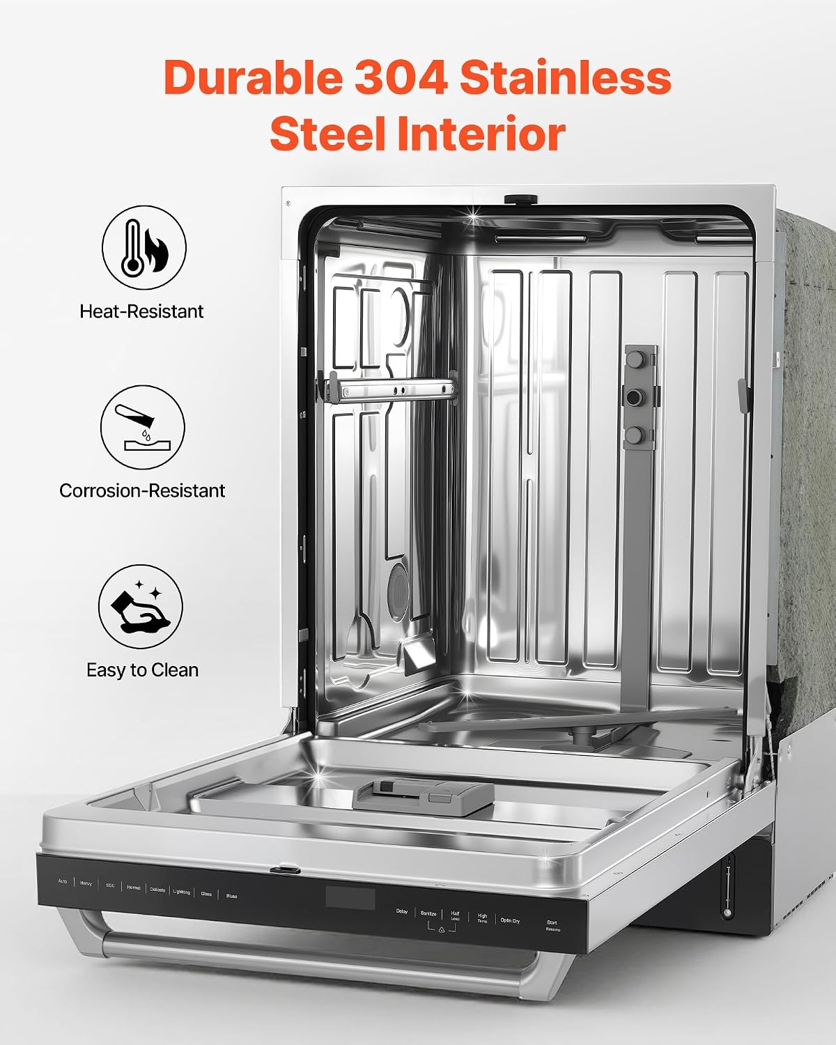 image:imageVEVOR 24 Inch BuiltIn Dishwasher Stainless Steel Tub 14 Place Settings and 8 Washing Programs 2382 x 252 x 3378 Inch LowNoise Dishwashing Machine with UpperLower Racks and Zoned Storage