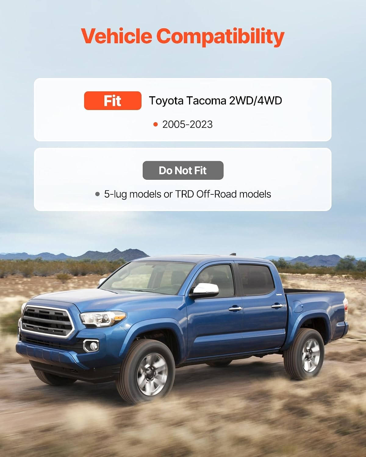 image:imageVEVOR 3 Inch Front and 2 Inch Rear Leveling Lift Kit for 20052021 2022 2023 Toyota Tacoma 2WD4WD Chassis Level Kit with 2 Front Strut Spacers 2 Rear Lift Blocks 4 UBolts Suspension Level Kit3 Front 2 Rear for 0523 Tacoma