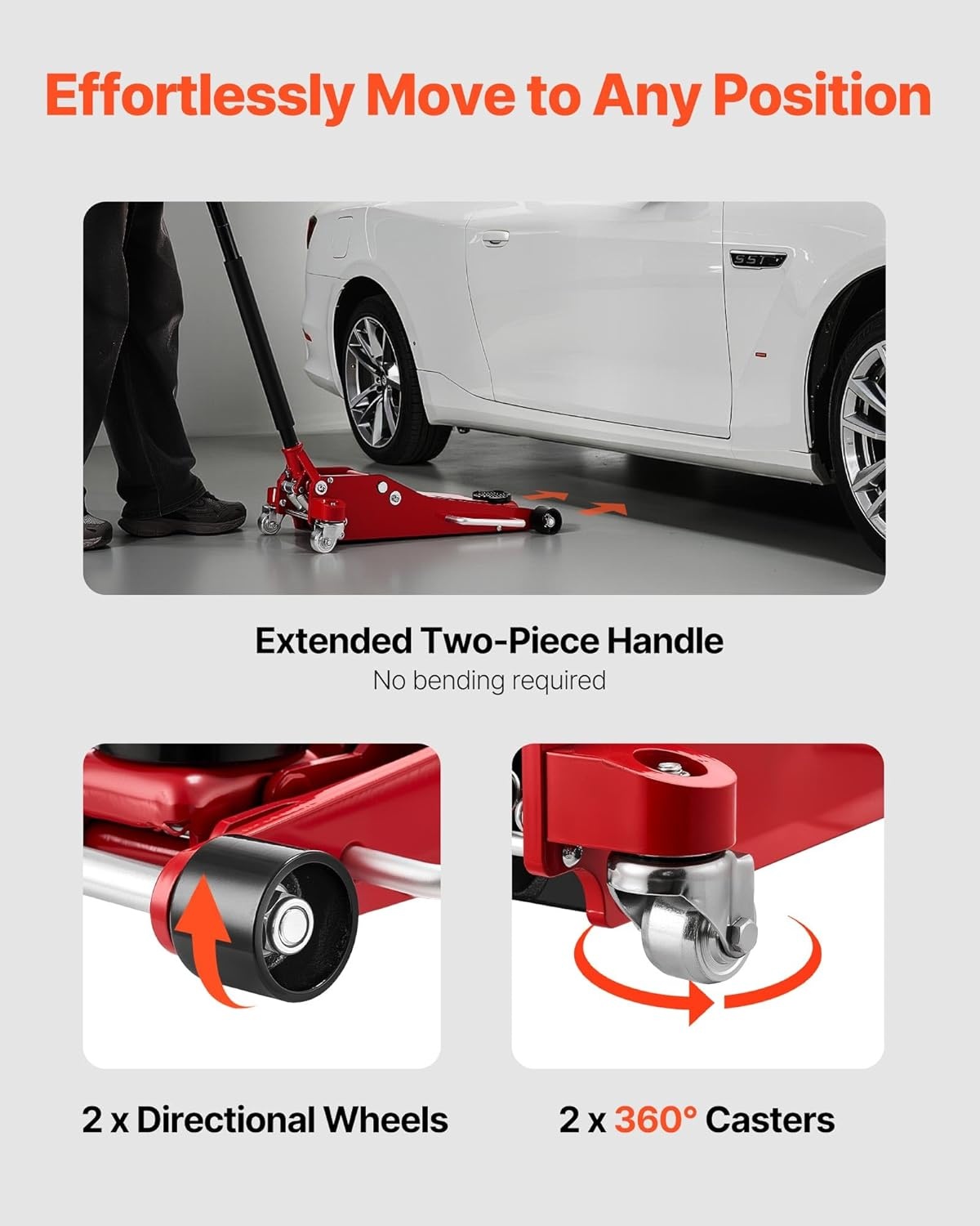 image:imageVEVOR 3 Ton Low Profile Floor Jack HeavyDuty Racing Dual Pistons Quick Lift Pump Lifting Range 3351969Aluminum