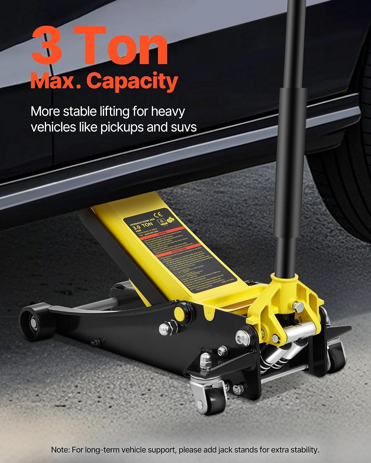 image:imageVEVOR 3 Ton Low Profile Floor Jack HeavyDuty Racing Dual Pistons Quick Lift Pump Lifting Range 3351969Steel
