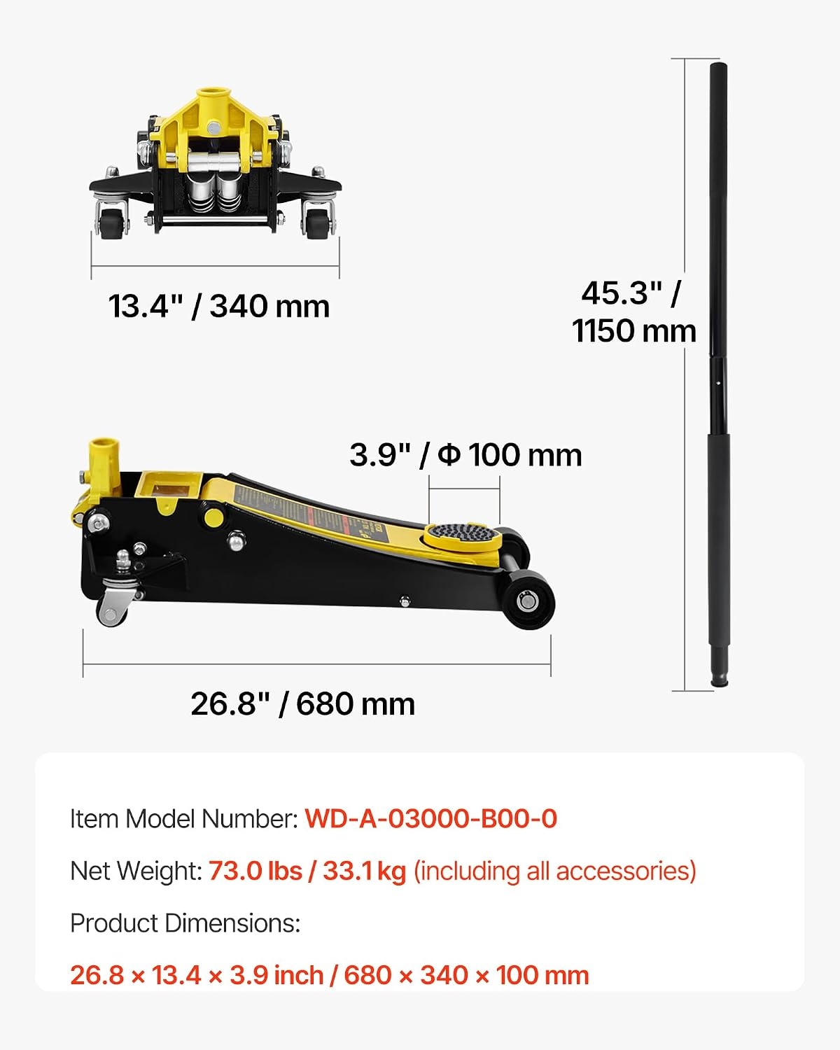 image:imageVEVOR 3 Ton Low Profile Floor Jack HeavyDuty Racing Dual Pistons Quick Lift Pump Lifting Range 3351969Steel