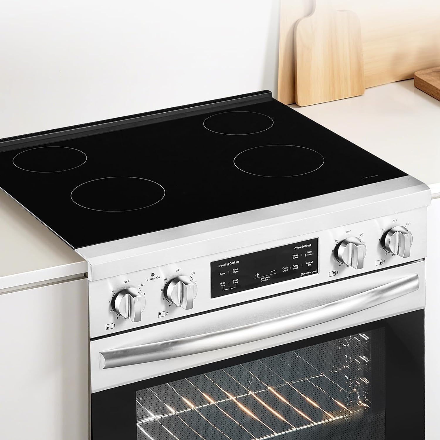 image:imageVEVOR 30in Electric Range Oven 48Cu Ft Capacity Compact Freestanding Oven Stainless Steel Kitchen Stove with 5 Burners SelfCleaning Air Fry Easy Reach Racks Storage DrawerNo Power CordSilver