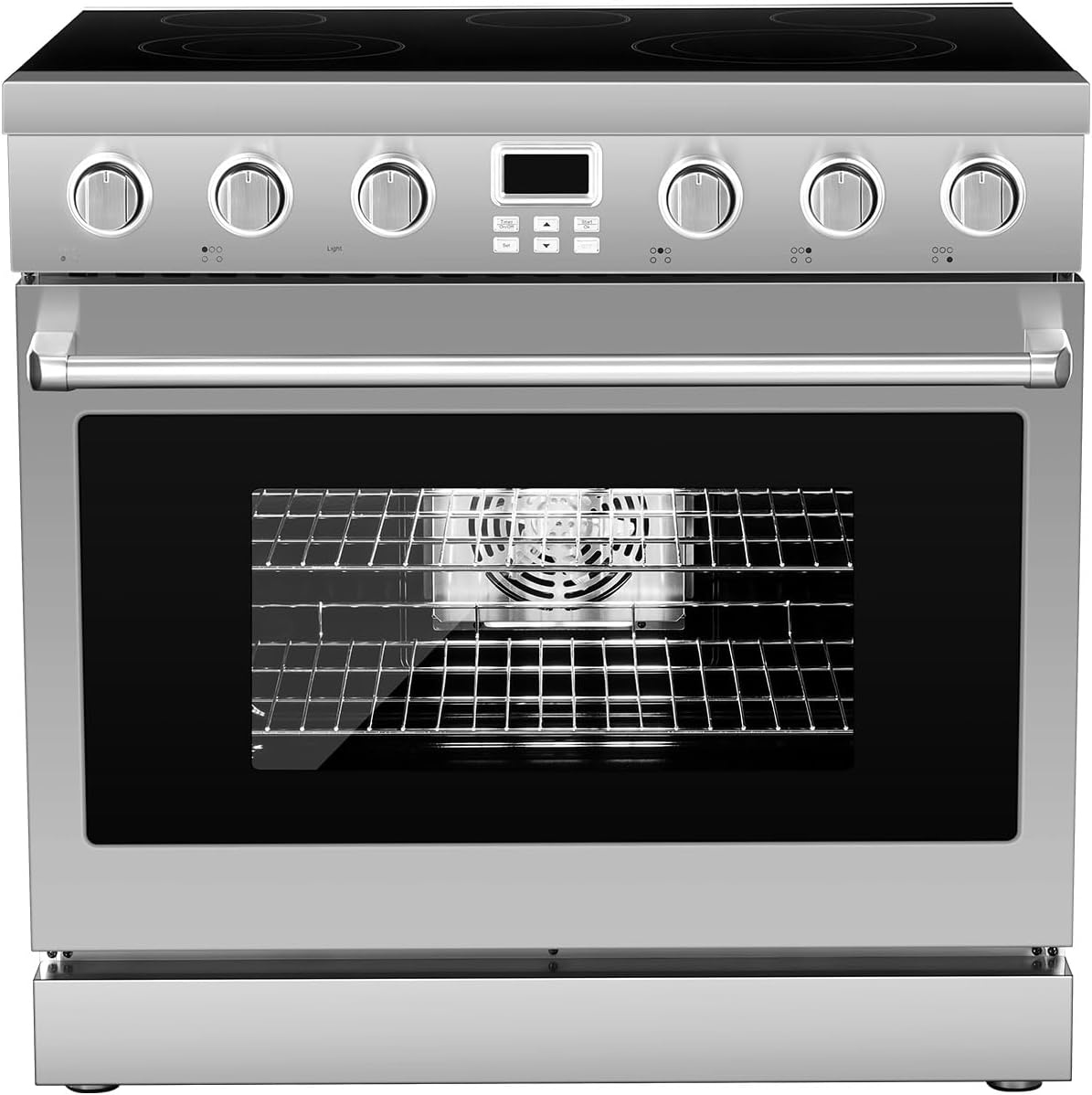 image:imageVEVOR 30in Electric Range Oven 48Cu Ft Capacity Compact Freestanding Oven Stainless Steel Kitchen Stove with 5 Burners SelfCleaning Air Fry Easy Reach Racks Storage DrawerNo Power CordSilver