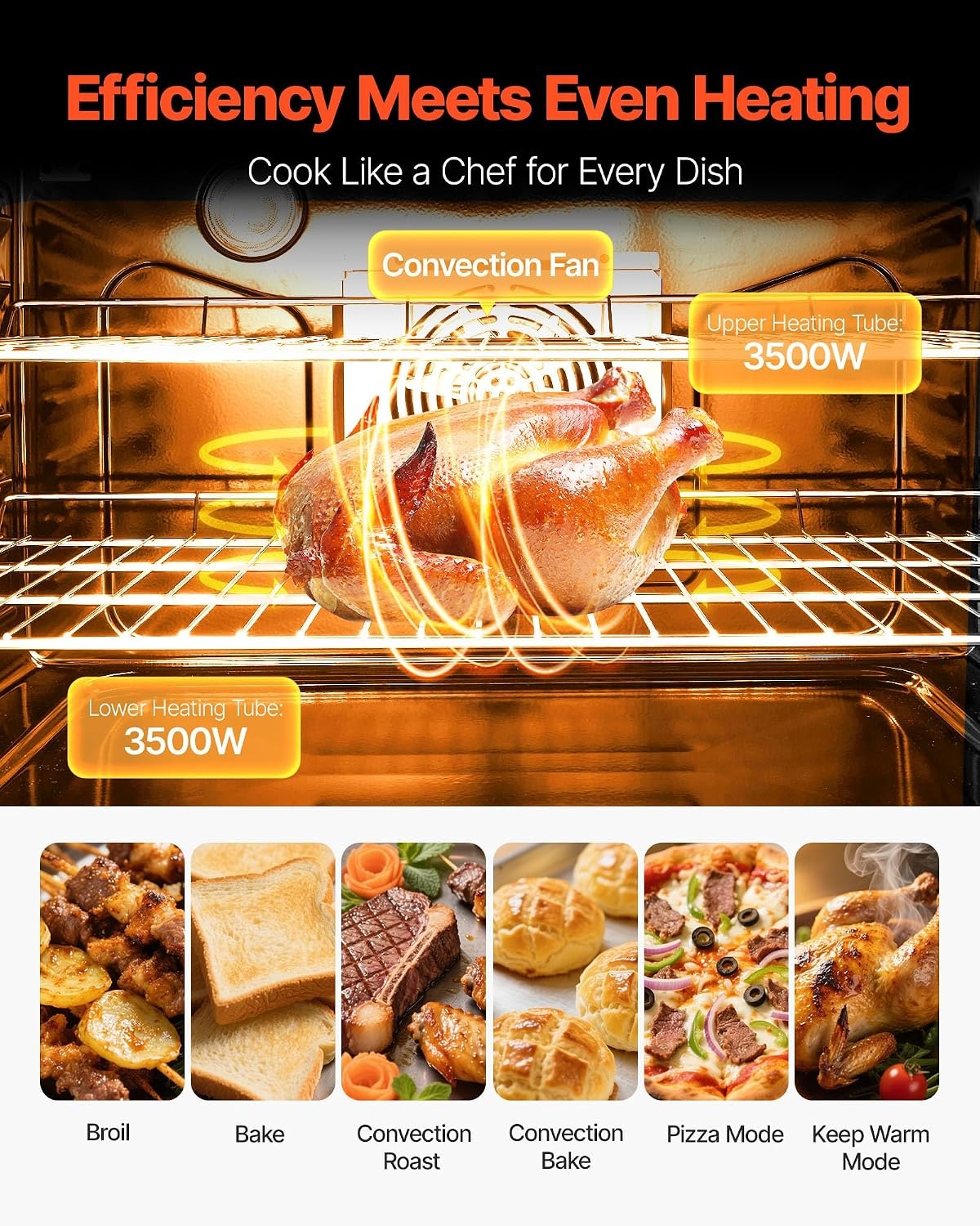 image:imageVEVOR 30in Electric Range Oven 48Cu Ft Capacity Compact Freestanding Oven Stainless Steel Kitchen Stove with 5 Burners SelfCleaning Air Fry Easy Reach Racks Storage DrawerNo Power CordSilver