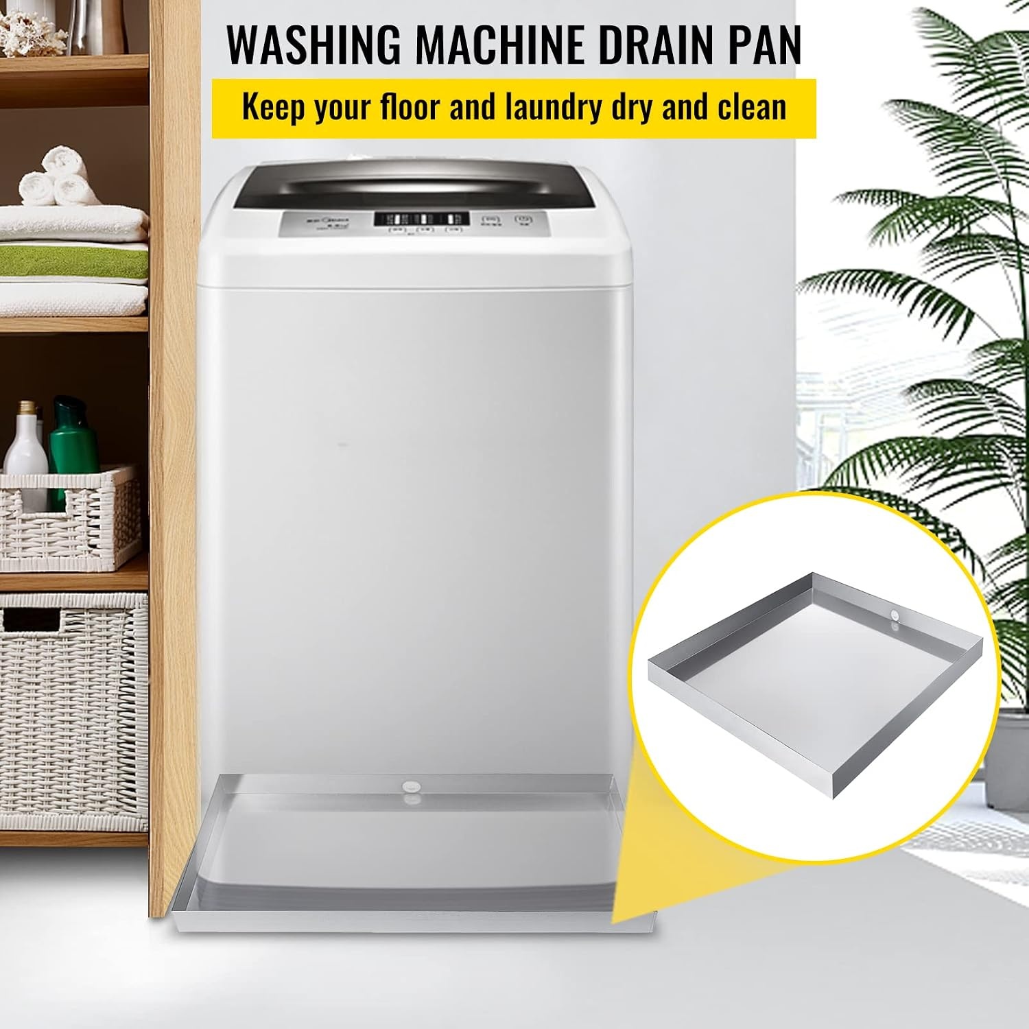 image:imageVEVOR 32 x 30 x 25 Inch Washing Machine Pan 18 GA Thickness 304 Stainless Steel Heavy Duty Compact Washer Drip Tray with Drain Hole amp Hose Adapter304 Stainless Steel32 x 30 x 25 Inch