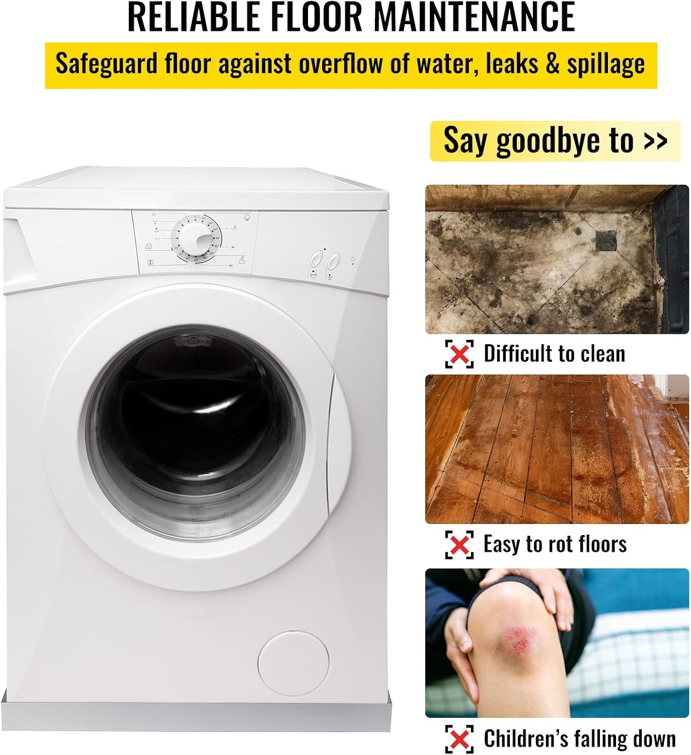 image:imageVEVOR 32 x 30 x 25 Inch Washing Machine Pan 18 GA Thickness 304 Stainless Steel Heavy Duty Compact Washer Drip Tray with Drain Hole amp Hose Adapter304 Stainless Steel32 x 30 x 25 Inch