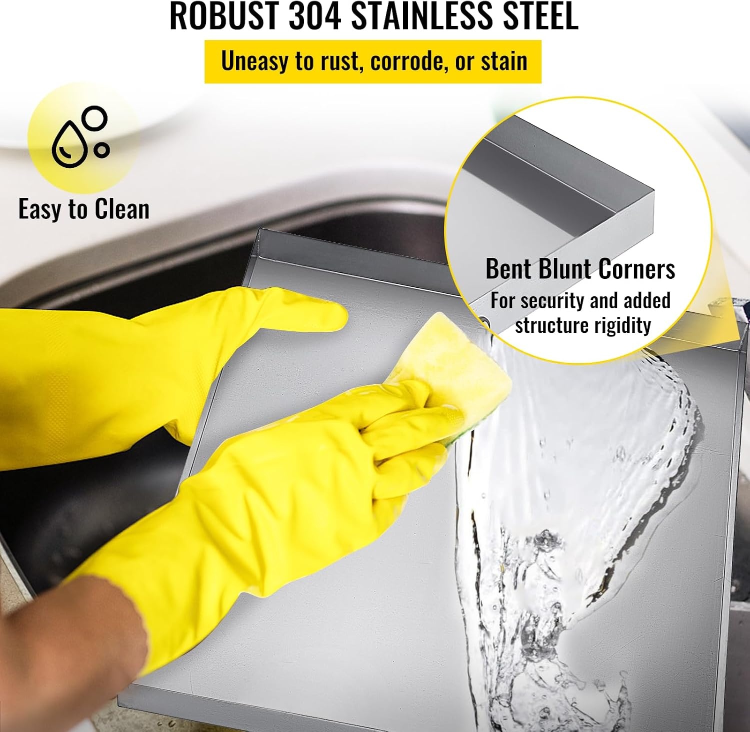 image:imageVEVOR 32 x 30 x 25 Inch Washing Machine Pan 18 GA Thickness 304 Stainless Steel Heavy Duty Compact Washer Drip Tray with Drain Hole amp Hose Adapter304 Stainless Steel27 x 25 x 25 Inch