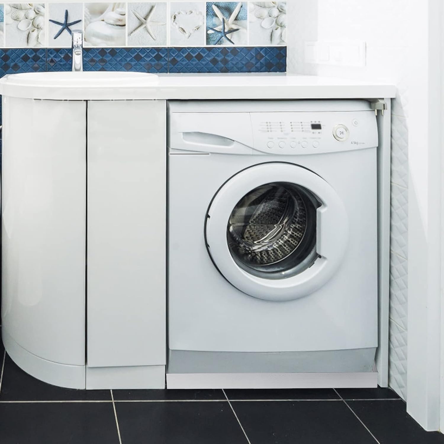 image:imageVEVOR 32 x 30 x 25 Inch Washing Machine Pan 18 GA Thickness 304 Stainless Steel Heavy Duty Compact Washer Drip Tray with Drain Hole amp Hose Adapter304 Stainless Steel32 x 30 x 25 Inch