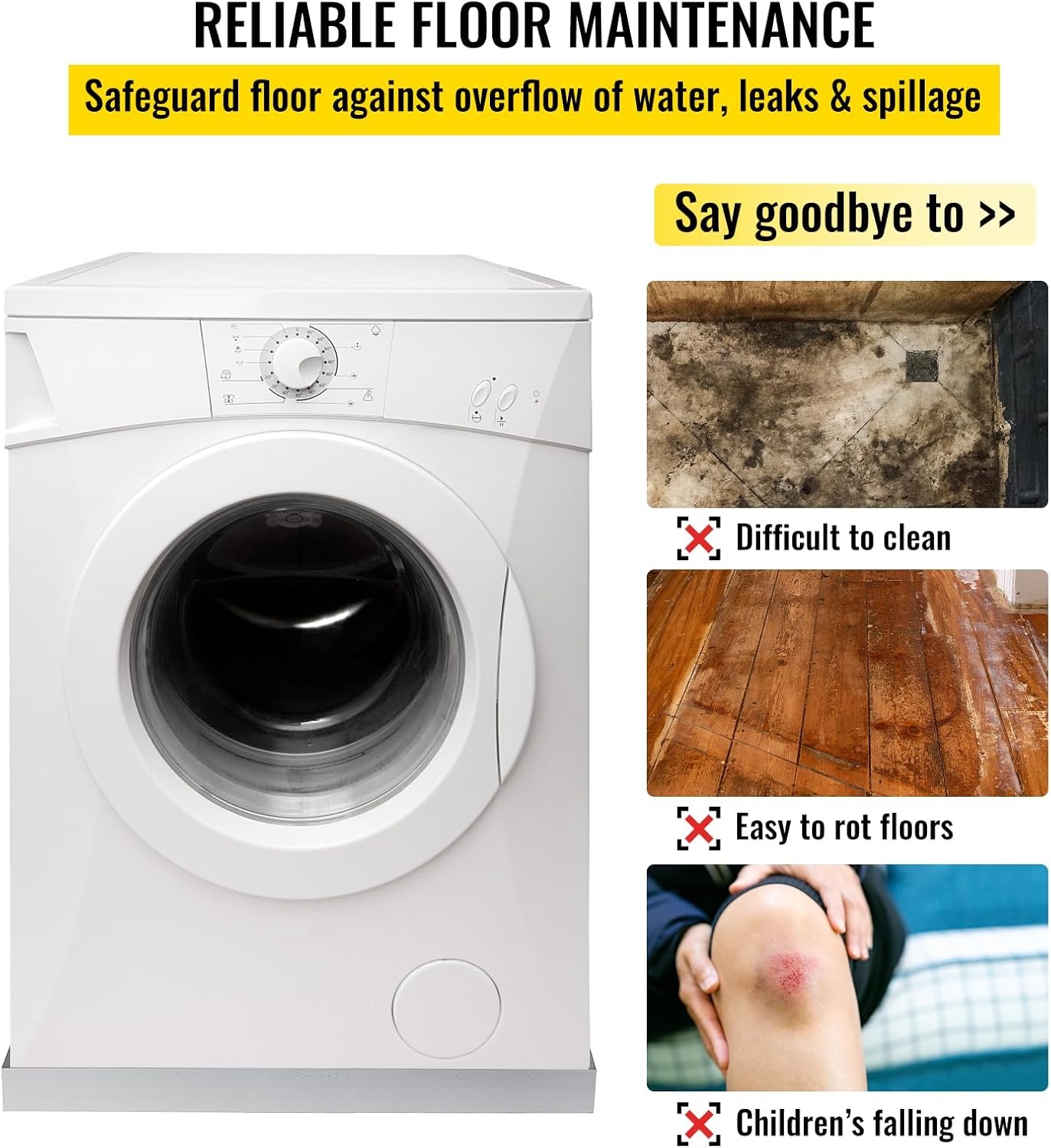 image:imageVEVOR 32 x 30 x 25 Inch Washing Machine Pan 18 GA Thickness 304 Stainless Steel Heavy Duty Compact Washer Drip Tray with Drain Hole amp Hose Adapter304 Stainless Steel27 x 25 x 25 Inch