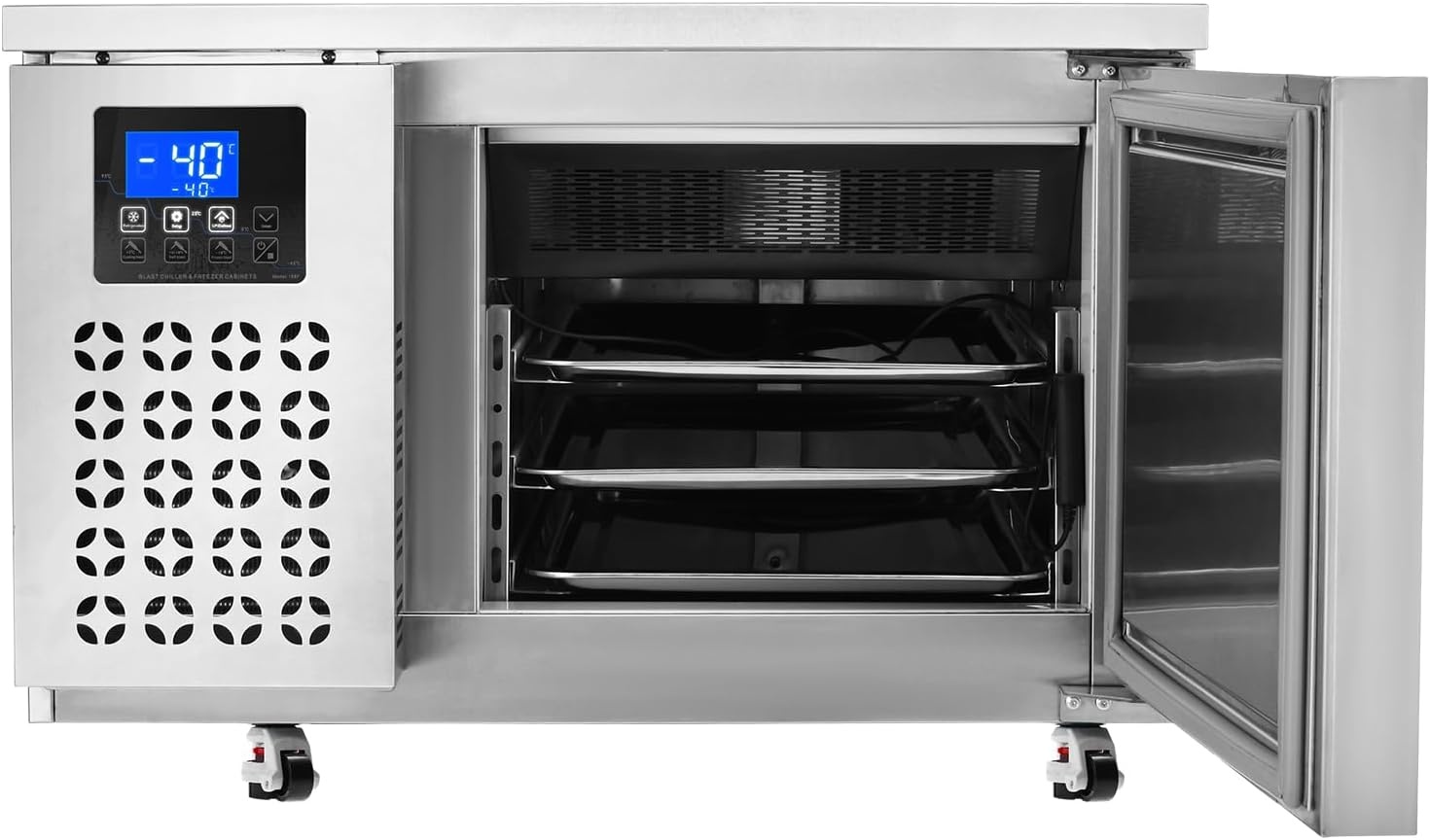 image:imageVEVOR 32L Blast Freezer 4 Trays Commercial Freezers Flashlt3168Fgt Mini Countertop Shock Frozen for Home 360 Fan Cooling Batch Freeze 304 Stainless Steel Blast Chiller for Seafood Ice Cream80L