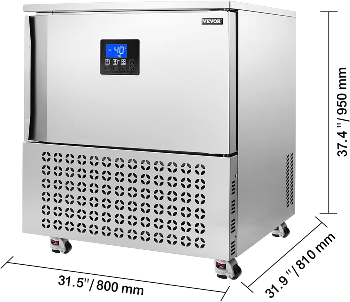 image:imageVEVOR 32L Blast Freezer 4 Trays Commercial Freezers Flashlt3168Fgt Mini Countertop Shock Frozen for Home 360 Fan Cooling Batch Freeze 304 Stainless Steel Blast Chiller for Seafood Ice Cream114L