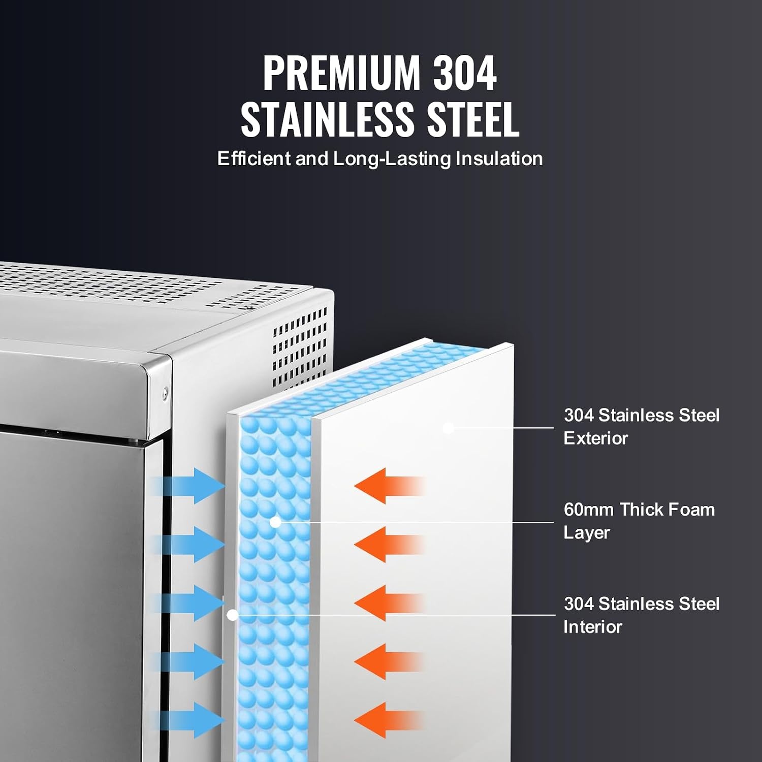 image:imageVEVOR 32L Blast Freezer 4 Trays Commercial Freezers Flashlt3168Fgt Mini Countertop Shock Frozen for Home 360 Fan Cooling Batch Freeze 304 Stainless Steel Blast Chiller for Seafood Ice Cream32L