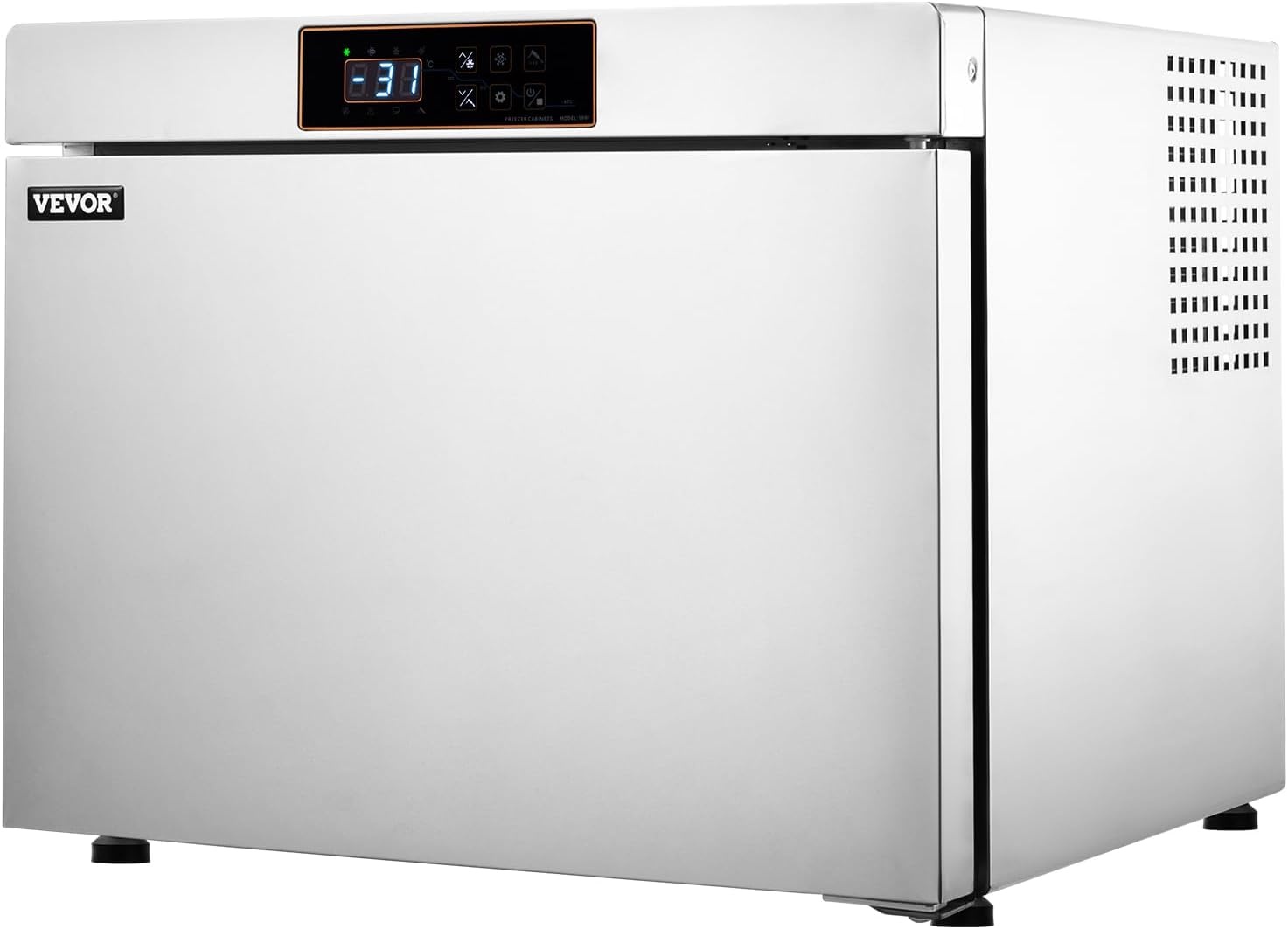 image:imageVEVOR 32L Blast Freezer 4 Trays Commercial Freezers Flashlt3168Fgt Mini Countertop Shock Frozen for Home 360 Fan Cooling Batch Freeze 304 Stainless Steel Blast Chiller for Seafood Ice Cream32L