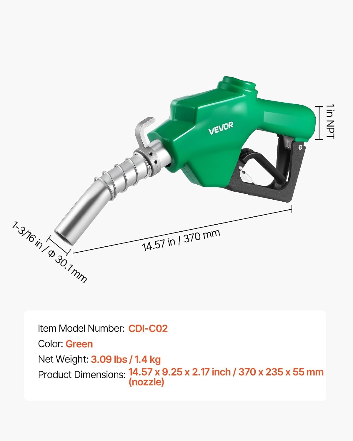 image:imageVEVOR 34Inch Barb Diesel Exhaust Fluid Nozzle Max Flow Rate 116 GPM Auto Shut Off Dispenser Nozzle with 3Speed Trigger Lock amp 34Inch OD19 mm Spout Used for Urea Industrial Fluids Blue1 Fuel Nozzle
