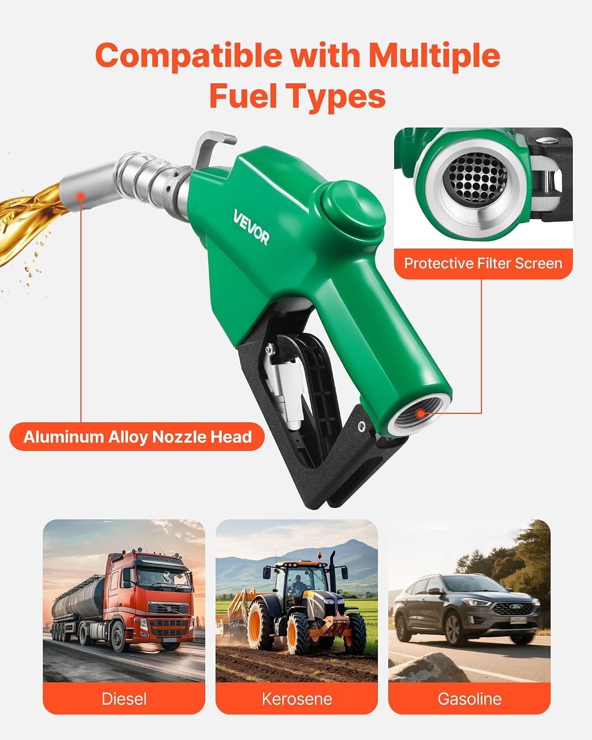 image:imageVEVOR 34Inch Barb Diesel Exhaust Fluid Nozzle Max Flow Rate 116 GPM Auto Shut Off Dispenser Nozzle with 3Speed Trigger Lock amp 34Inch OD19 mm Spout Used for Urea Industrial Fluids Blue1 Fuel Nozzle