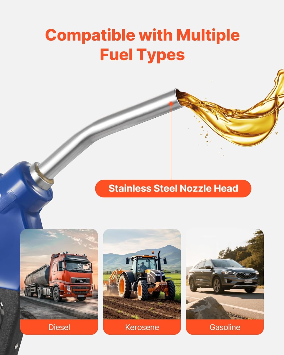 image:imageVEVOR 34Inch Barb Diesel Exhaust Fluid Nozzle Max Flow Rate 116 GPM Auto Shut Off Dispenser Nozzle with 3Speed Trigger Lock amp 34Inch OD19 mm Spout Used for Urea Industrial Fluids Blue12 Fuel Nozzle