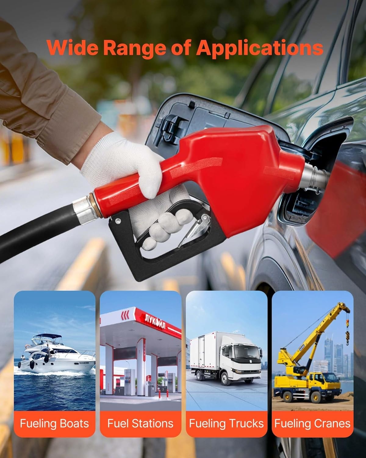 image:imageVEVOR 34Inch Barb Diesel Exhaust Fluid Nozzle Max Flow Rate 116 GPM Auto Shut Off Dispenser Nozzle with 3Speed Trigger Lock amp 34Inch OD19 mm Spout Used for Urea Industrial Fluids BlueRed with 20Ft hose