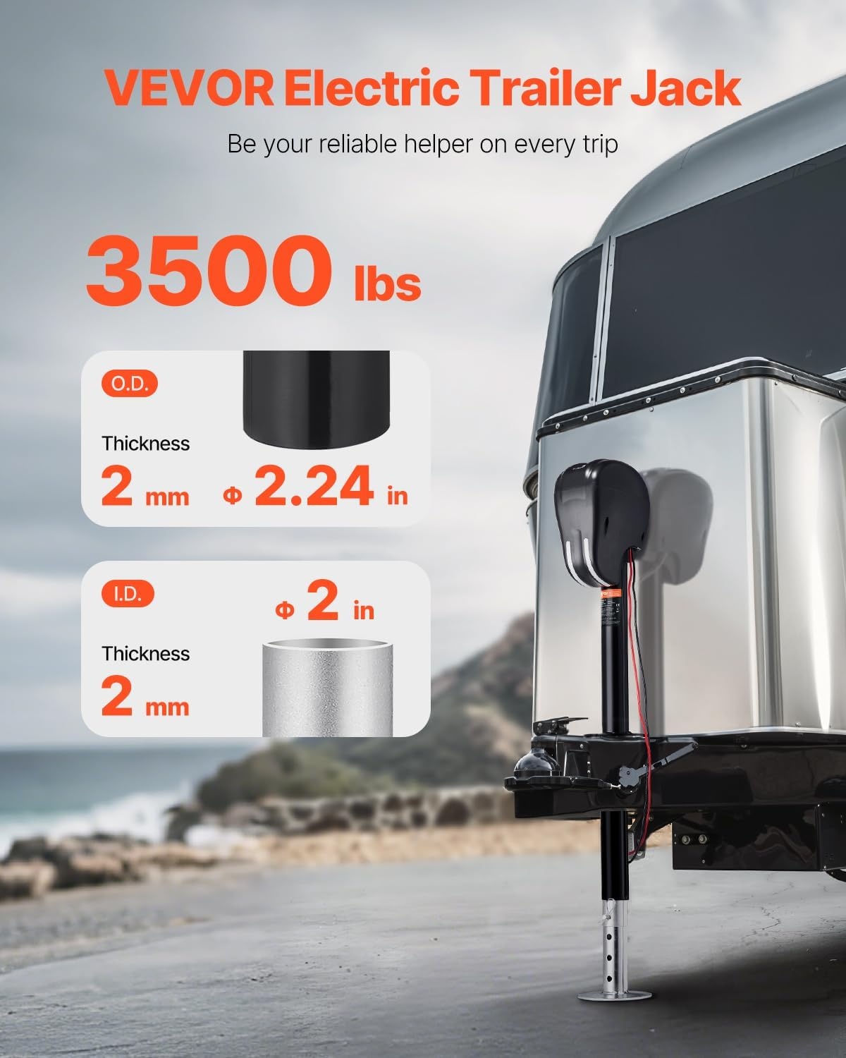 image:imageVEVOR 3500 lbs Electric Trailer Jack Heavy Duty RV Electric Power Tongue Jack with 2 Way Connector Memory Function Crank Handle amp Weatherproof Jack Cover 95263 Lift for Trailers amp Campers