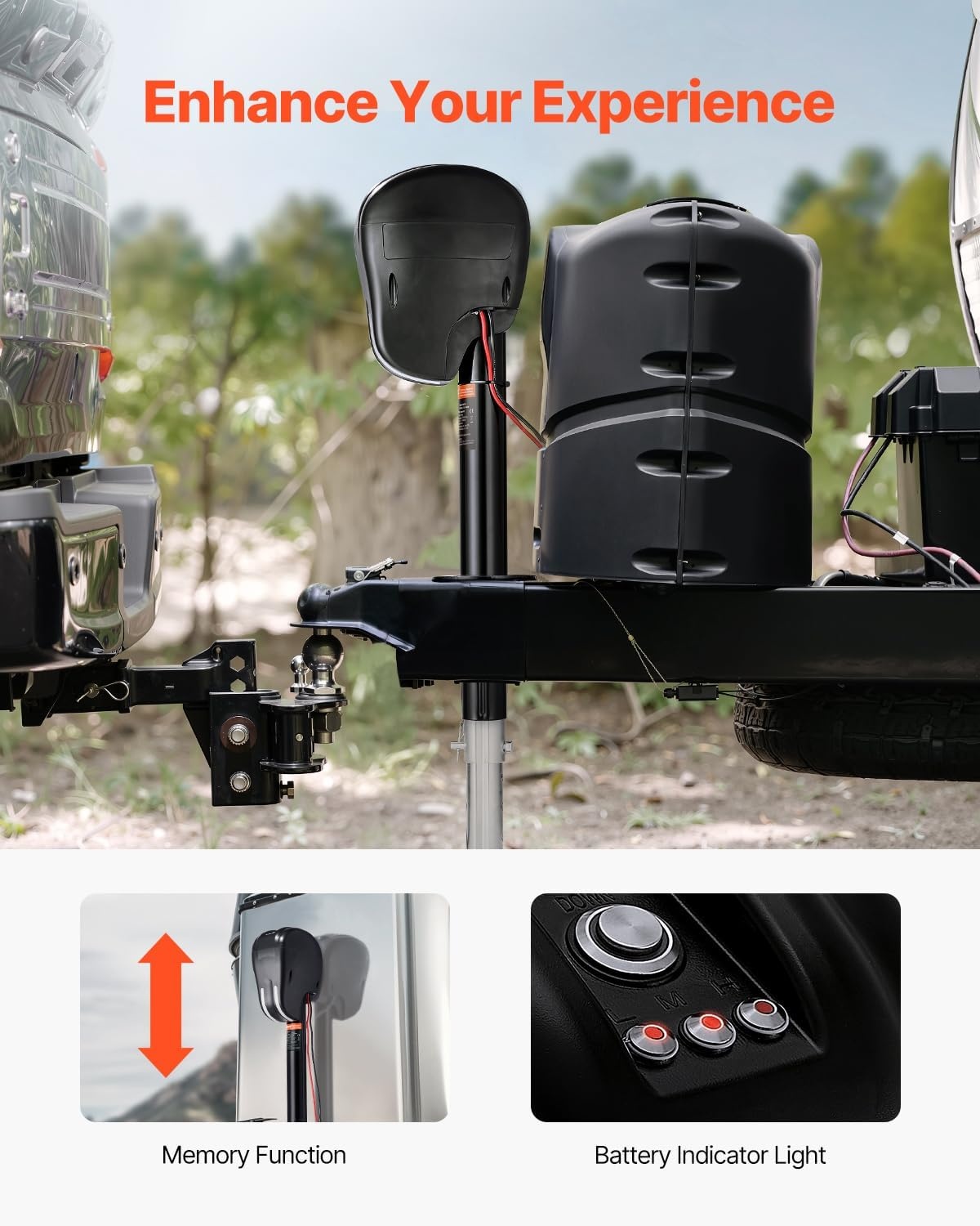 image:imageVEVOR 3500 lbs Electric Trailer Jack Heavy Duty RV Electric Power Tongue Jack with 2 Way Connector Memory Function Crank Handle amp Weatherproof Jack Cover 95263 Lift for Trailers amp Campers