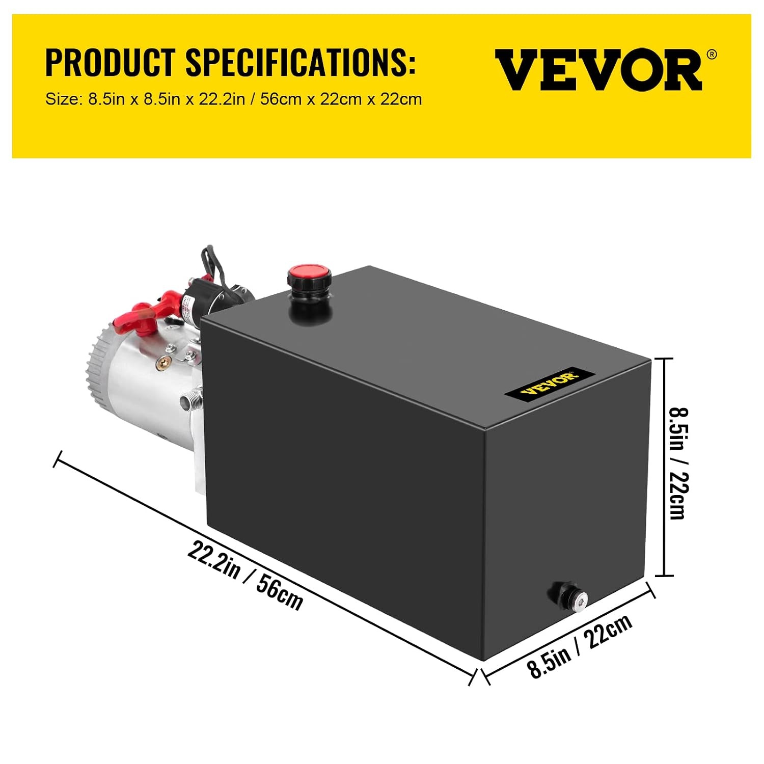 image:imageVEVOR 4 Quart Hydraulic Power Unit Double Acting Dump Trailer Pump 3200 PSI Max Relief Pressure amp 091 GPM Flow Rate DC 12V Hydraulic Pump with Metal Reservoir for Dump Trailer Car Lifting Black15 Quart