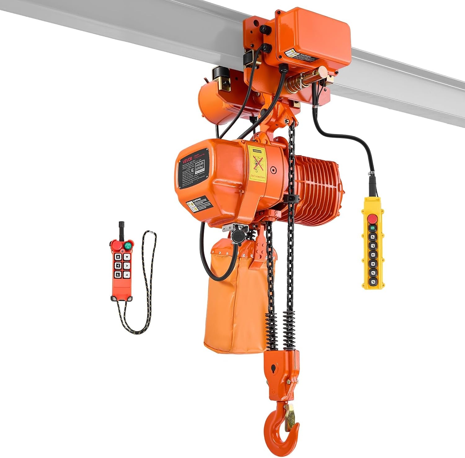 image:imageVEVOR 4400lbs Electric Chain Hoist with Power Trolley 2Speed Operation 20ft Lifting Height 3Phase 208240V440480V Overhead Crane w 328ft Wireless amp 16ft Wired Remote Control G100 2Chain Hoist2Speed 4400lbs 20ft