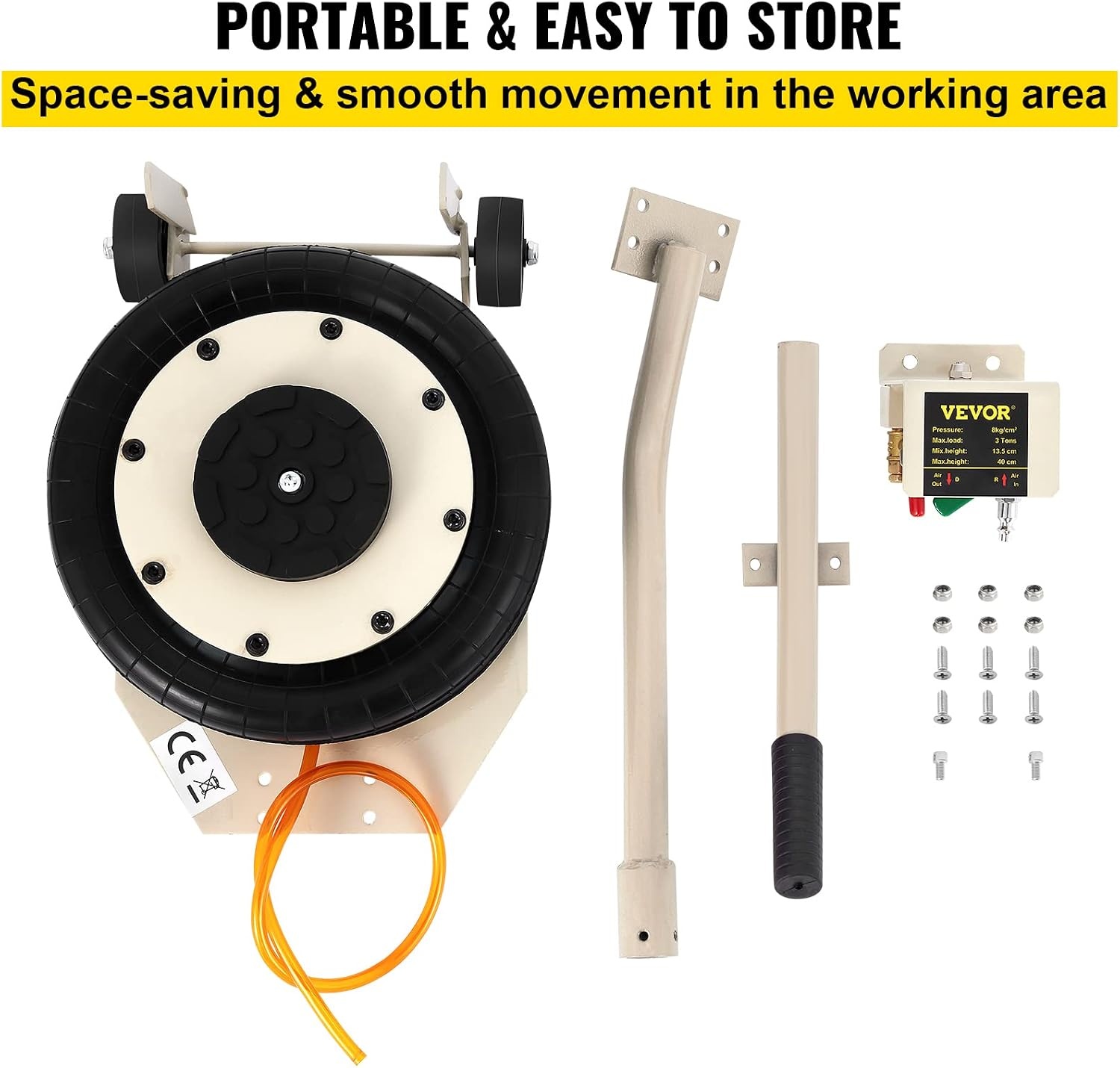 image:imageVEVOR 5 Ton11000 lbs Triple Bag Air Jack Air Bag Jack Lift Up to 1575 Inch 35S Fast Lifting for Cars with Long Handle Beige5T Long Handle