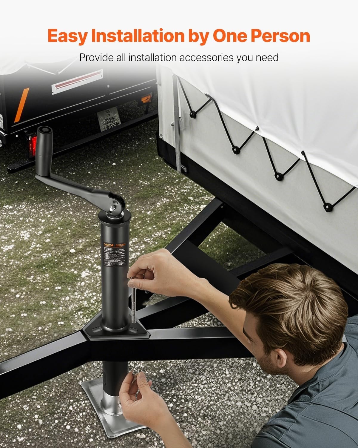 image:imageVEVOR 5000 lbs AFrame Trailer Jack 15 Vertical Travel Adjustable Drop Leg for Horse Utility Yacht Trailers2000 lbs 1334 inch Stroke