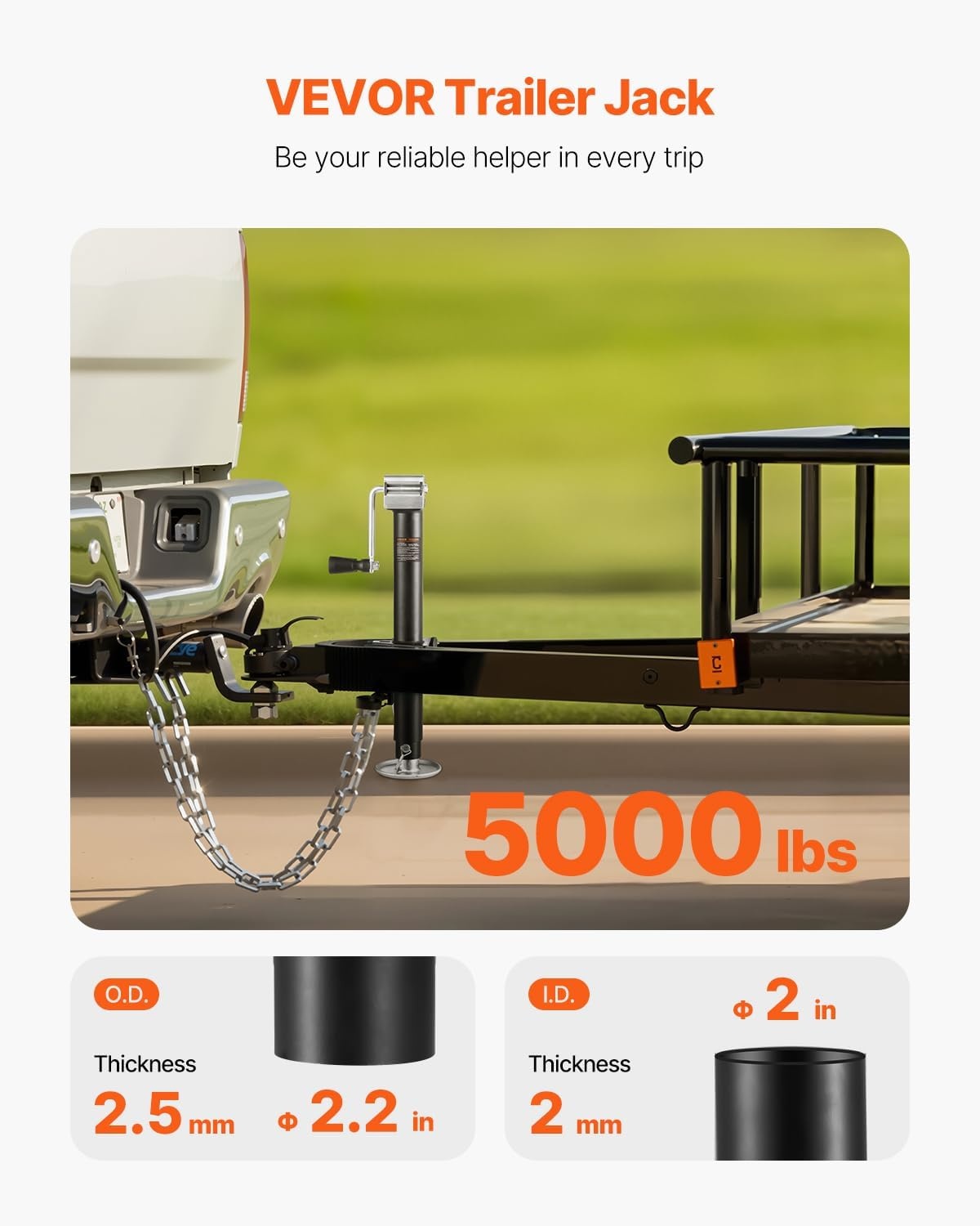 image:imageVEVOR 5000 lbs AFrame Trailer Jack 15 Vertical Travel Adjustable Drop Leg for Horse Utility Yacht Trailers5000 lbs 15 inch Stroke