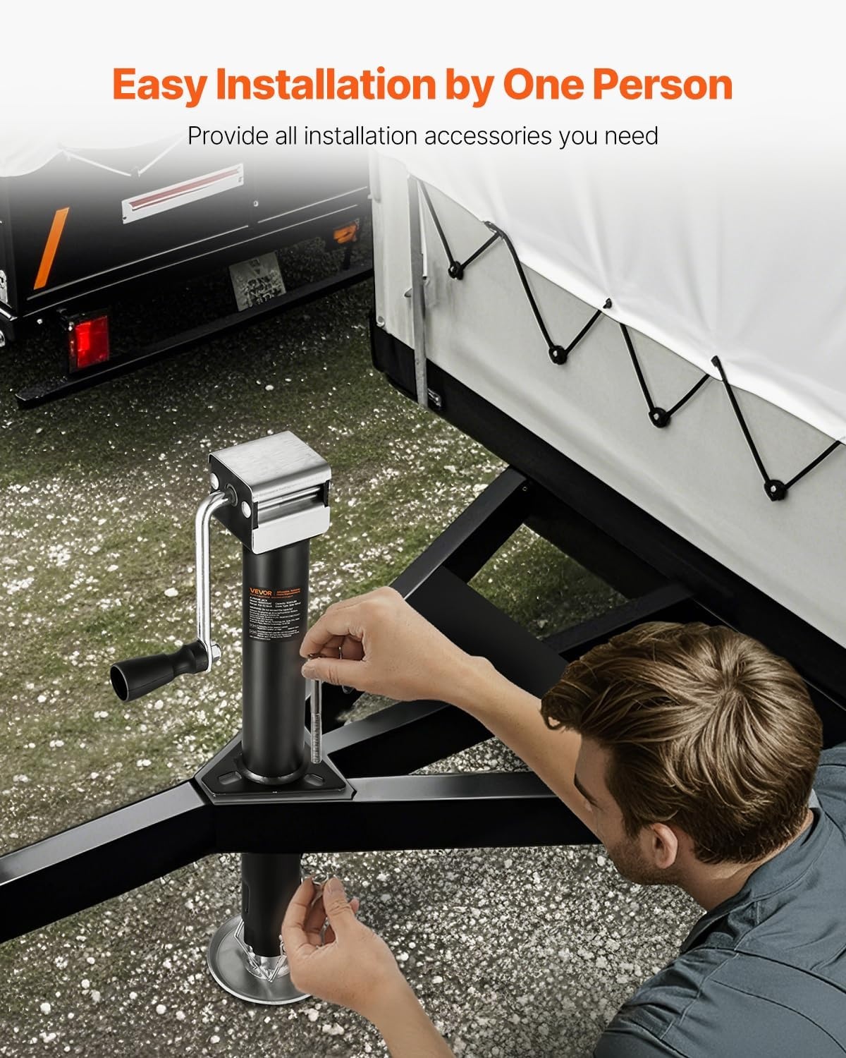 image:imageVEVOR 5000 lbs AFrame Trailer Jack 15 Vertical Travel Adjustable Drop Leg for Horse Utility Yacht Trailers5000 lbs 15 inch Stroke