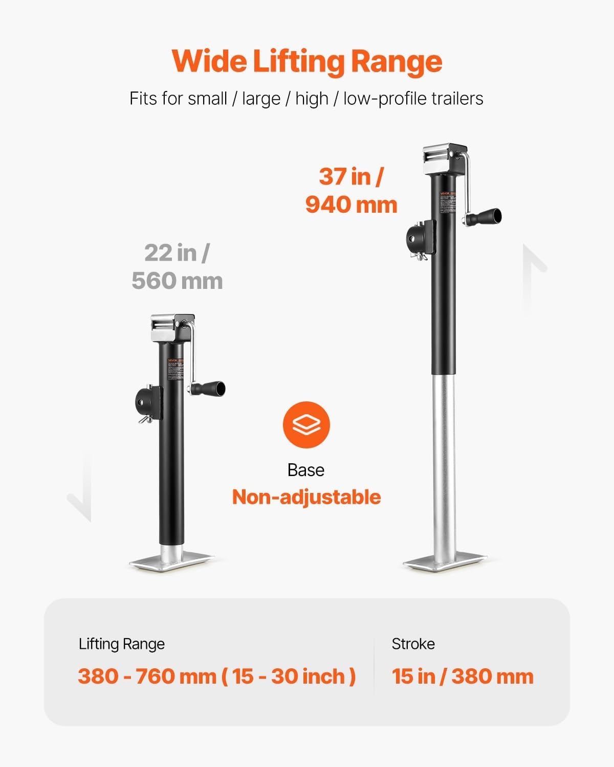 image:imageVEVOR 5000 lbs Trailer Jack Weldon PipeMount Swivel Trailer Jack with Ergonomic Handle 15inch Vertical Travel Suitable for RV Horse Utility Camping and Yacht TrailersWeldOn PipeMount