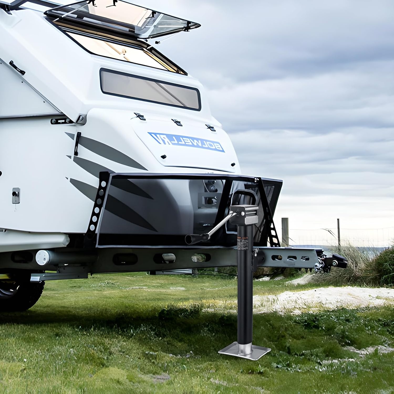 image:imageVEVOR 5000 lbs Trailer Jack Weldon PipeMount Swivel Trailer Jack with Ergonomic Handle 15inch Vertical Travel Suitable for RV Horse Utility Camping and Yacht TrailersWeldOn PipeMount