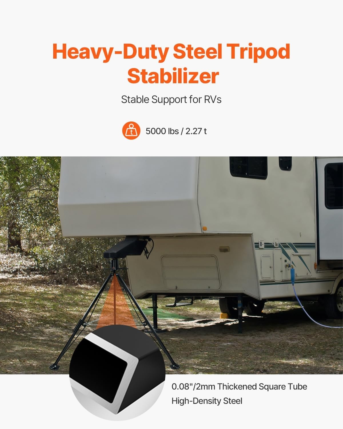 image:imageVEVOR 5th Wheel Tripod Stabilizer Heavy Duty RV Stabilizer with 5000lbs Load Capacity amp 3557 Adjustable Height Folds for Easy Storage and Organization for FifthWheel Trailers RVs and Campers