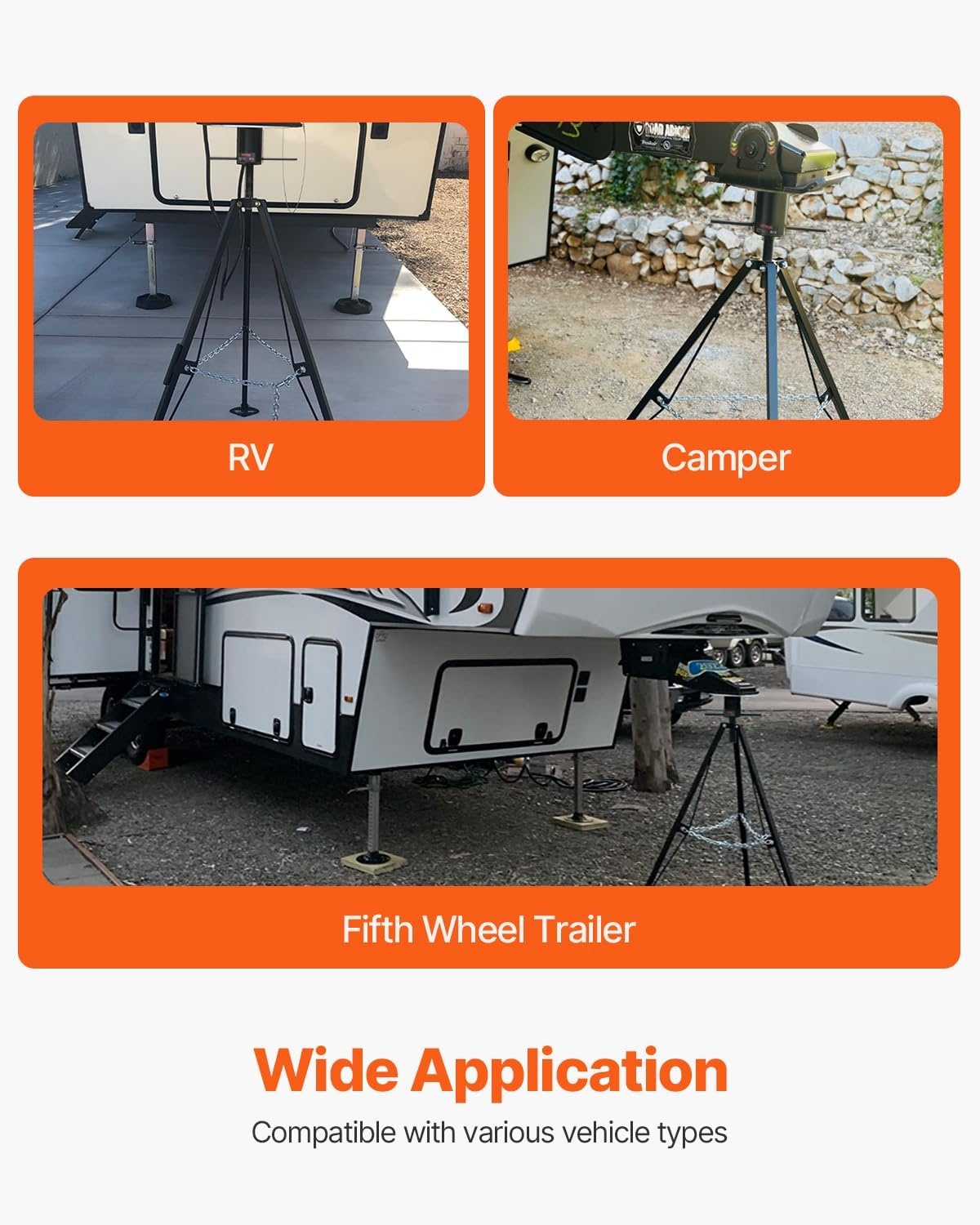 image:imageVEVOR 5th Wheel Tripod Stabilizer Heavy Duty RV Stabilizer with 5000lbs Load Capacity amp 3557 Adjustable Height Folds for Easy Storage and Organization for FifthWheel Trailers RVs and Campers