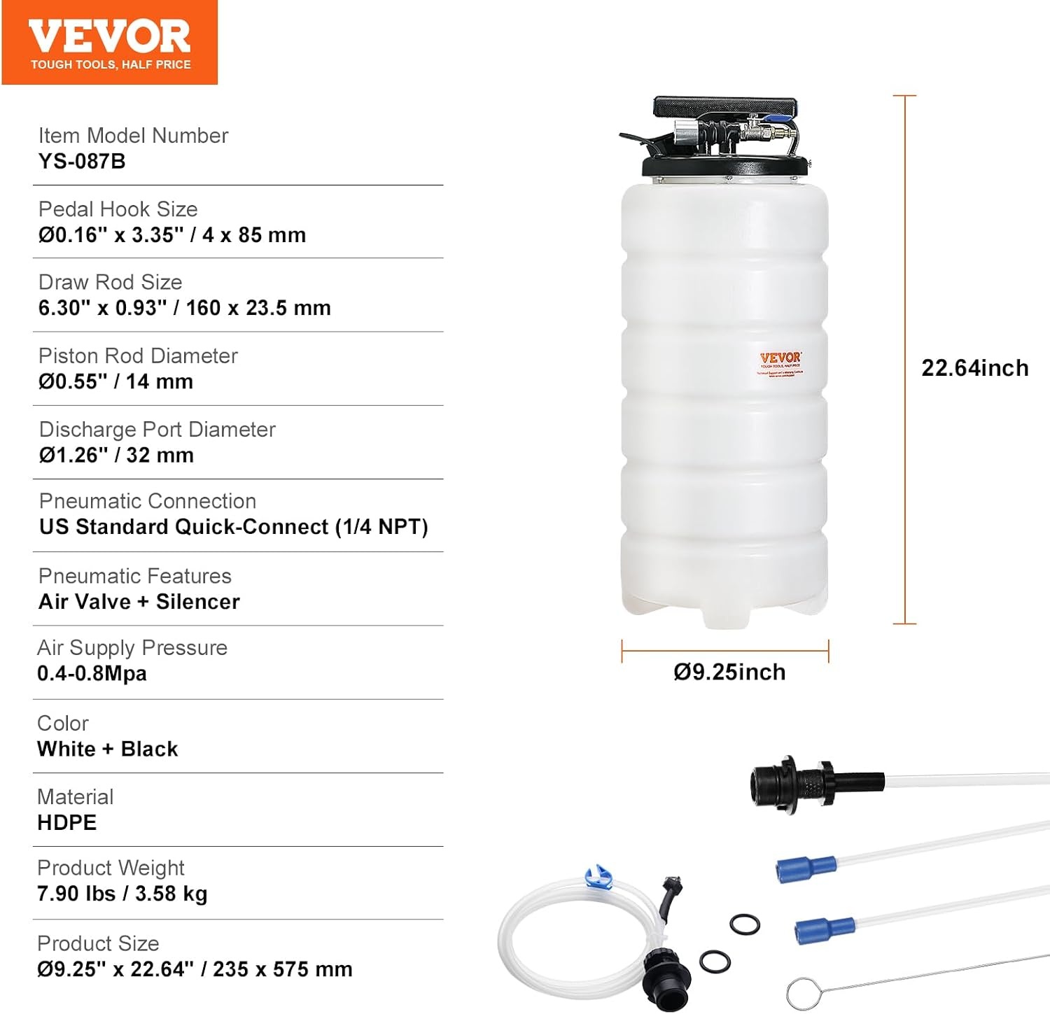 image:imageVEVOR 65L PneumaticManual Oil Extractor Pump Fluid Extractor Pump for Automotive Fluids Vacuum Evacuation Oil Change amp Fluid Change Tool with Dipstick and Suction Hose15L PneumaticManual