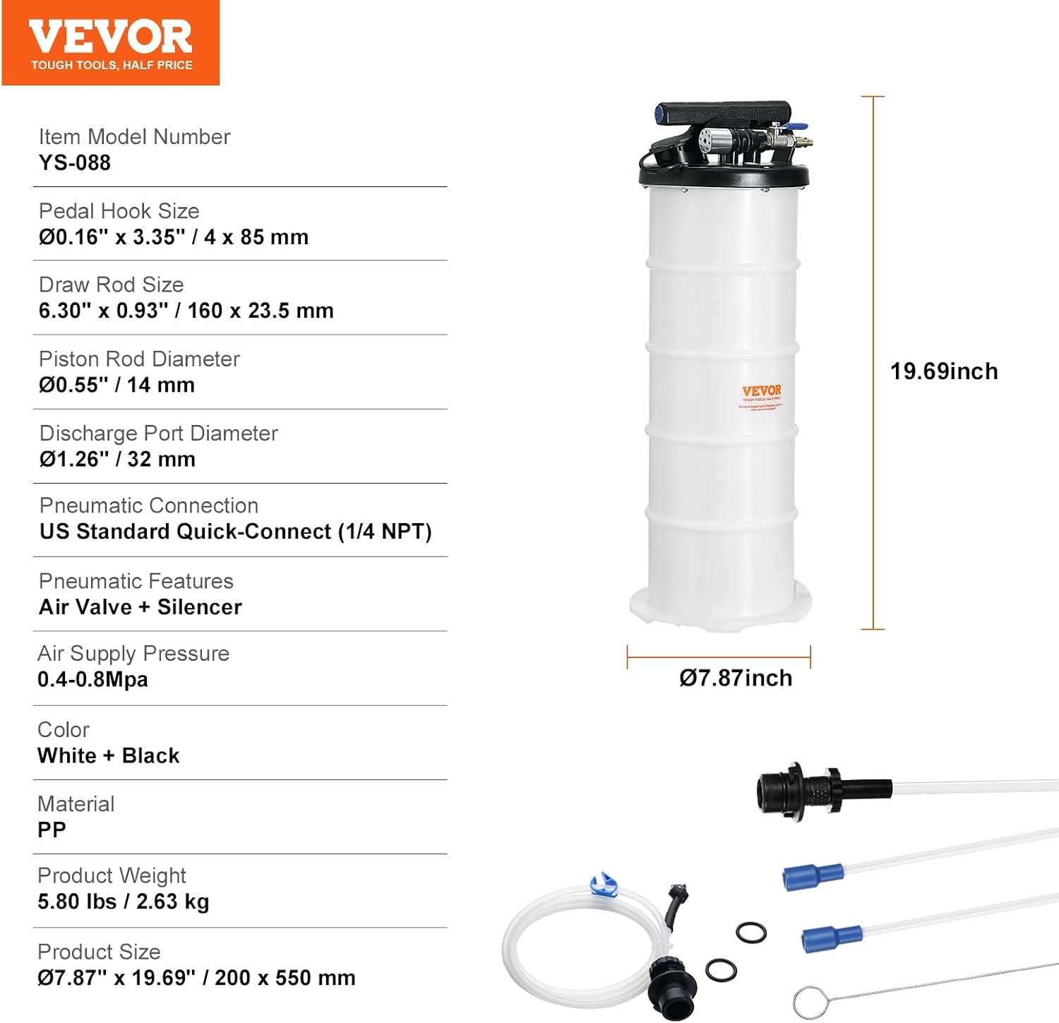 image:imageVEVOR 65L PneumaticManual Oil Extractor Pump Fluid Extractor Pump for Automotive Fluids Vacuum Evacuation Oil Change amp Fluid Change Tool with Dipstick and Suction Hose65L PneumaticManual