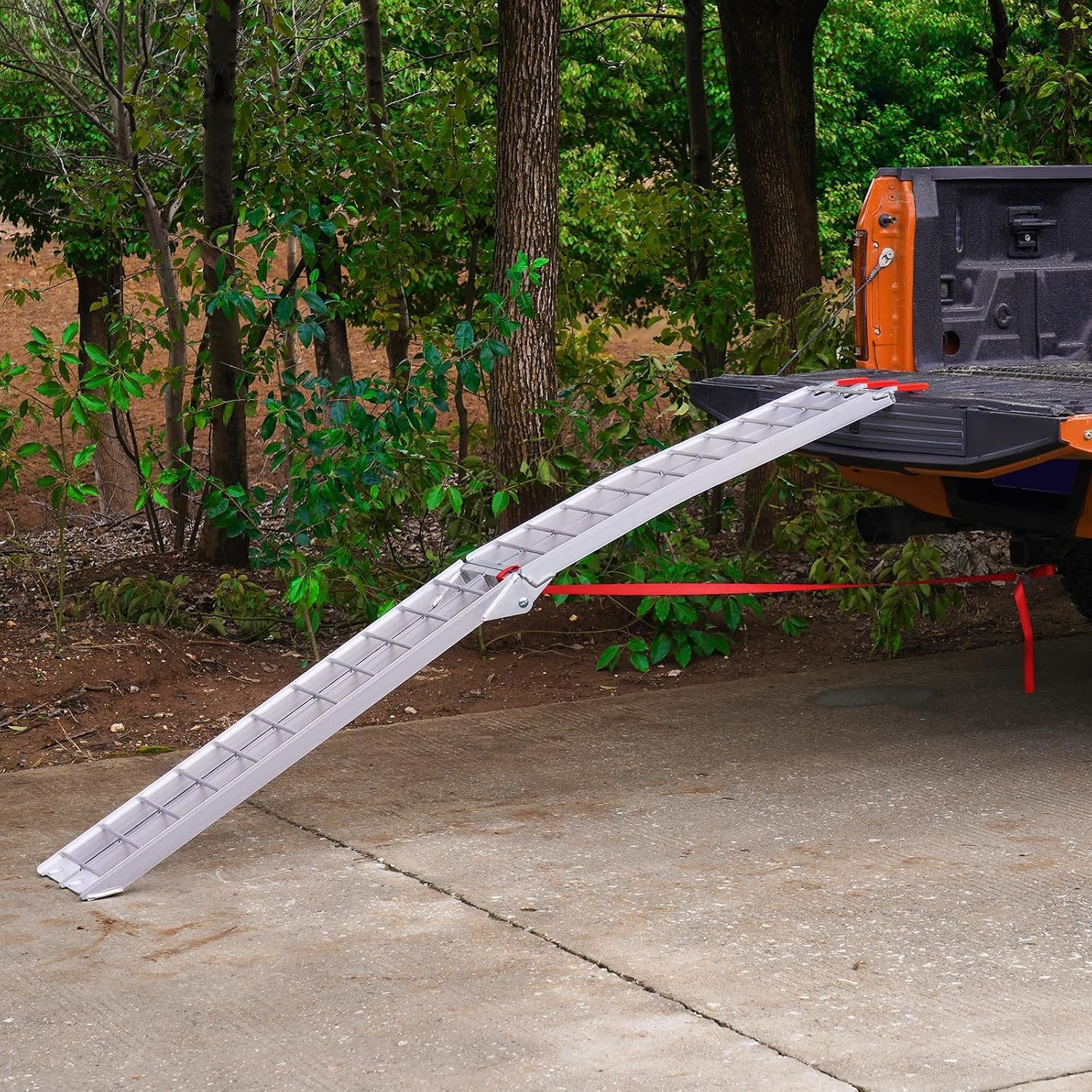image:imageVEVOR 75ft Aluminum Ramps 1500 lbs Folding Loading Ramps 2 pcs Set for Pickup Trucks Bed Trailers Ramp with Load Straps for Dirt Bike UTV ATV Trucks Lawn Mowers Cargo Trailer 89 L x 12 W750lbs
