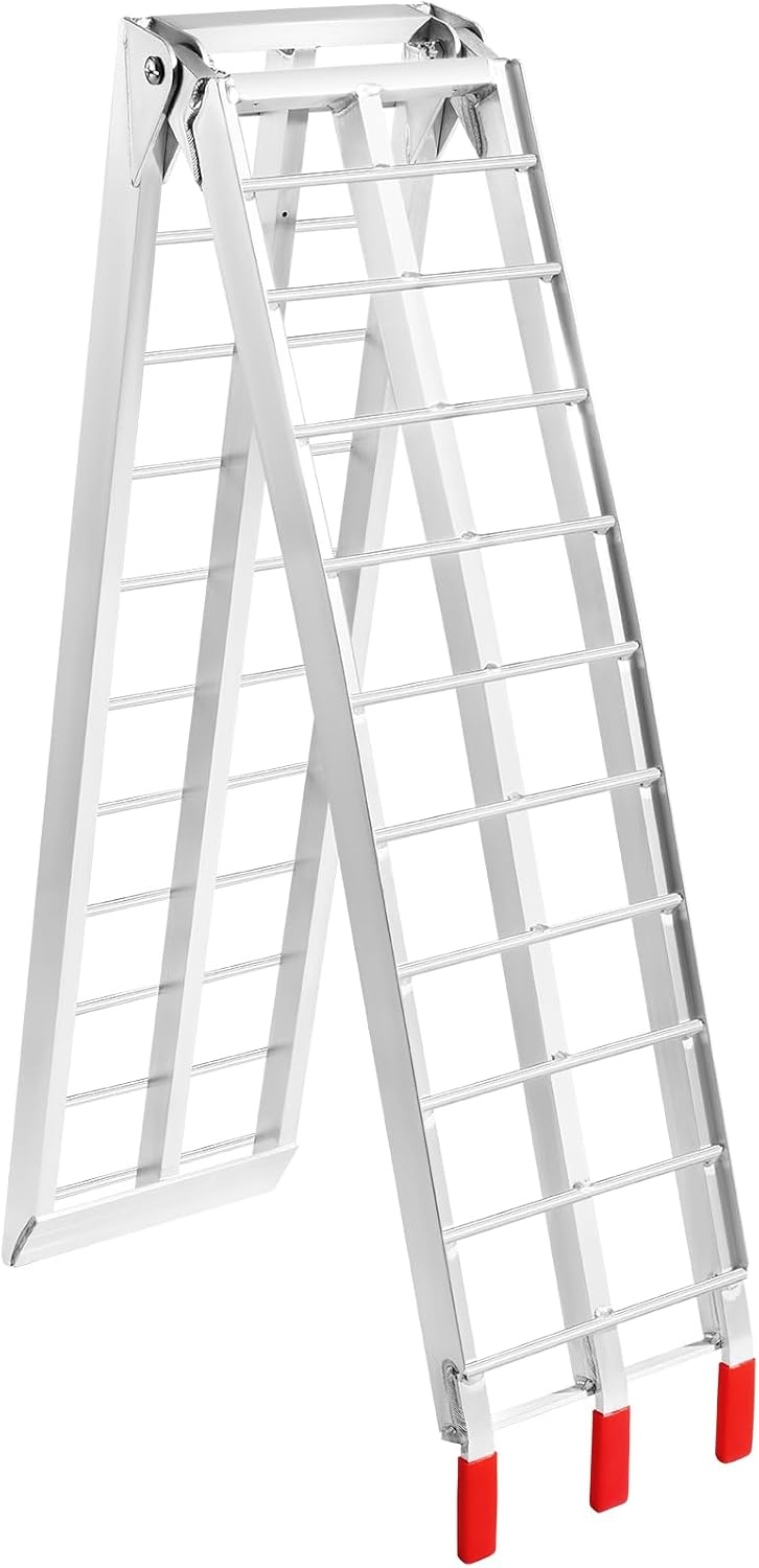 image:imageVEVOR 75ft Aluminum Ramps 1500 lbs Folding Loading Ramps 2 pcs Set for Pickup Trucks Bed Trailers Ramp with Load Straps for Dirt Bike UTV ATV Trucks Lawn Mowers Cargo Trailer 89 L x 12 W750lbs