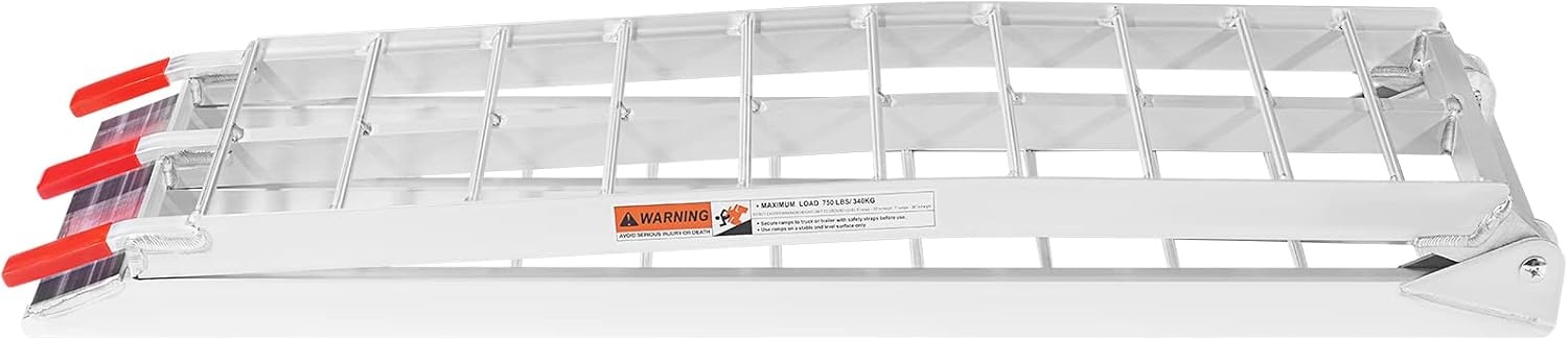 image:imageVEVOR 75ft Aluminum Ramps 1500 lbs Folding Loading Ramps 2 pcs Set for Pickup Trucks Bed Trailers Ramp with Load Straps for Dirt Bike UTV ATV Trucks Lawn Mowers Cargo Trailer 89 L x 12 W750lbs