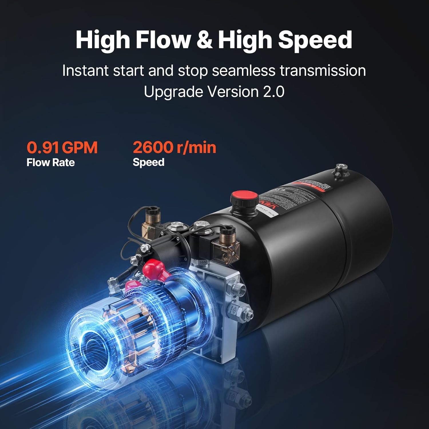 image:imageVEVOR 8 Quart Hydraulic Power Unit Double Acting Dump Trailer Pump 3200 PSI Max Relief Pressure amp 091 GPM Flow Rate DC 12V Hydraulic Pump with Metal Reservoir for Dump Trailer Car Lifting