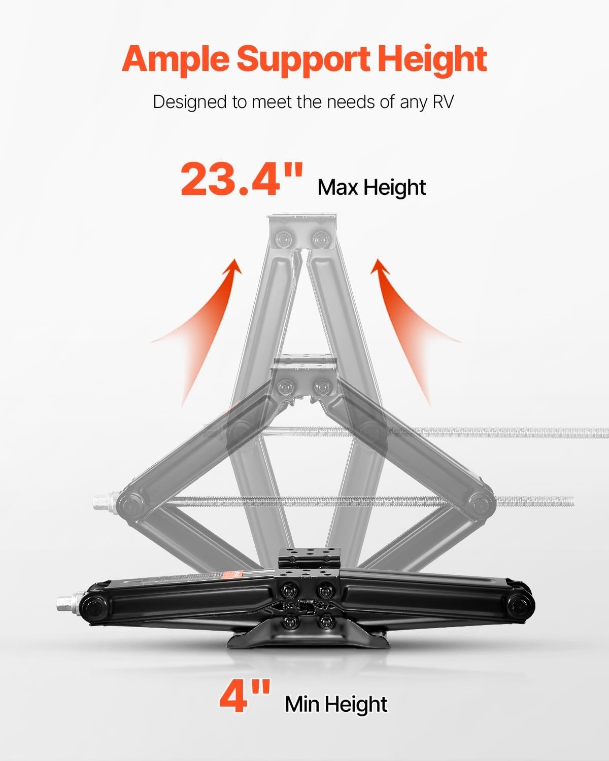 image:imageVEVOR 9000 lbs RV Scissor Jacks 4234 in RV Stabilizer Leveling Scissor Jacks Set of 2 Heavy Duty Stabilizer Jack with Crank Handle Socket and Bubble Levels Not Easily Bent or Deformed5000 lbs