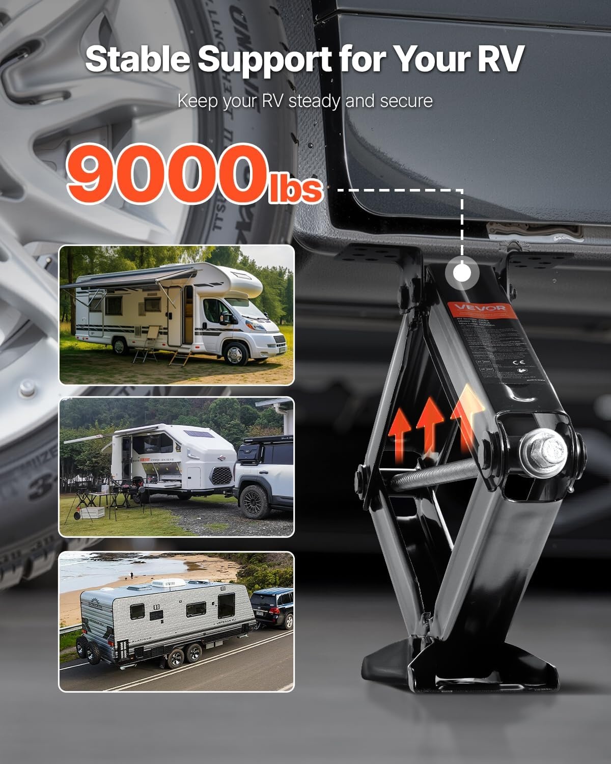 image:imageVEVOR 9000 lbs RV Scissor Jacks 4234 in RV Stabilizer Leveling Scissor Jacks Set of 2 Heavy Duty Stabilizer Jack with Crank Handle Socket and Bubble Levels Not Easily Bent or Deformed9000 lbs