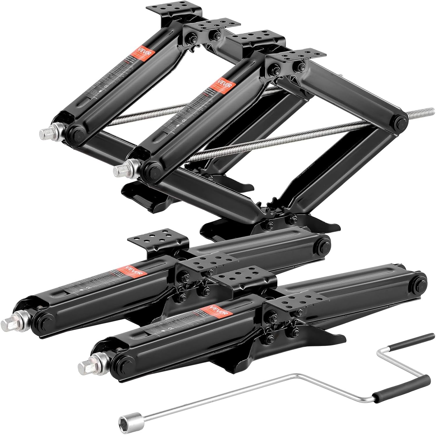 image:imageVEVOR 9000 lbs RV Scissor Jacks 4234 in RV Stabilizer Leveling Scissor Jacks Set of 2 Heavy Duty Stabilizer Jack with Crank Handle Socket and Bubble Levels Not Easily Bent or Deformed5000 lbs