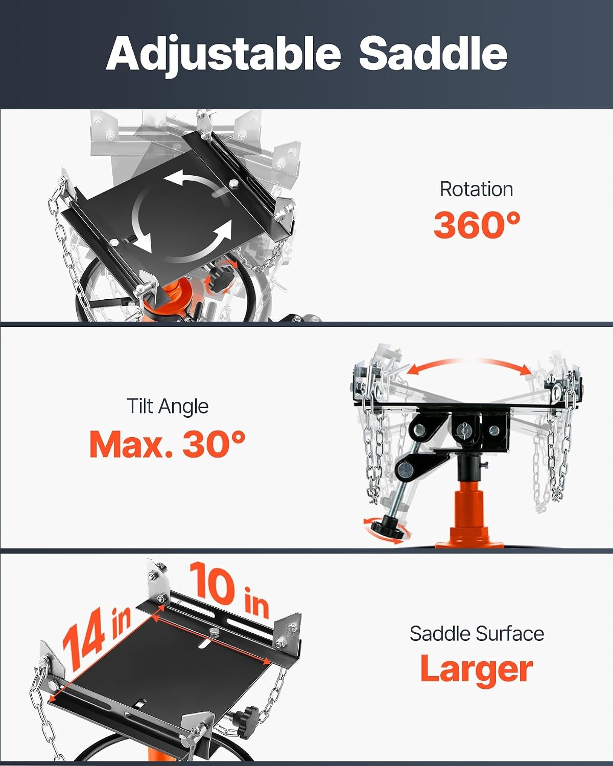 image:imageVEVOR Adjustable Floor Transmission Jack 2200 lbs1T Low Profile Hydraulic Transmission Telescoping HeavyDuty Lift Jack 728276 in Lifting Height 360 Swivel Front Wheels1322 lbs