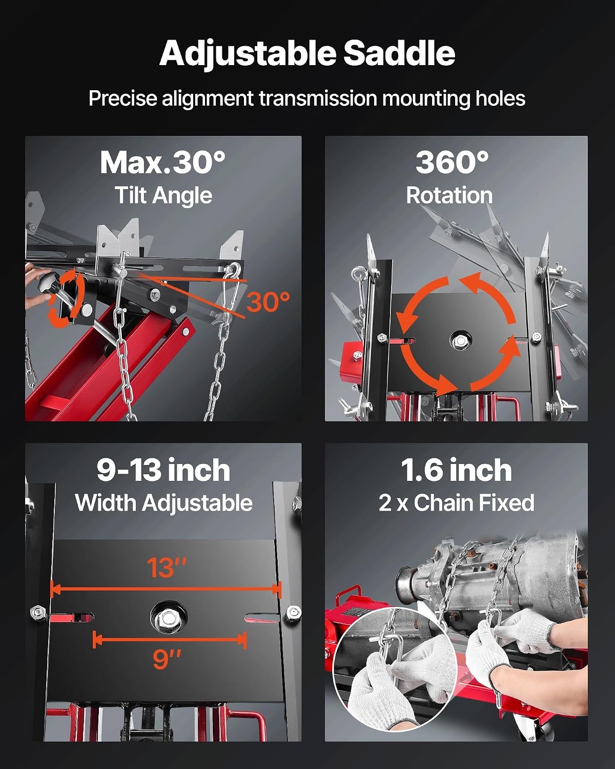 image:imageVEVOR Adjustable Floor Transmission Jack 2200 lbs1T Low Profile Hydraulic Transmission Telescoping HeavyDuty Lift Jack 728276 in Lifting Height 360 Swivel Front Wheels2200 lbs