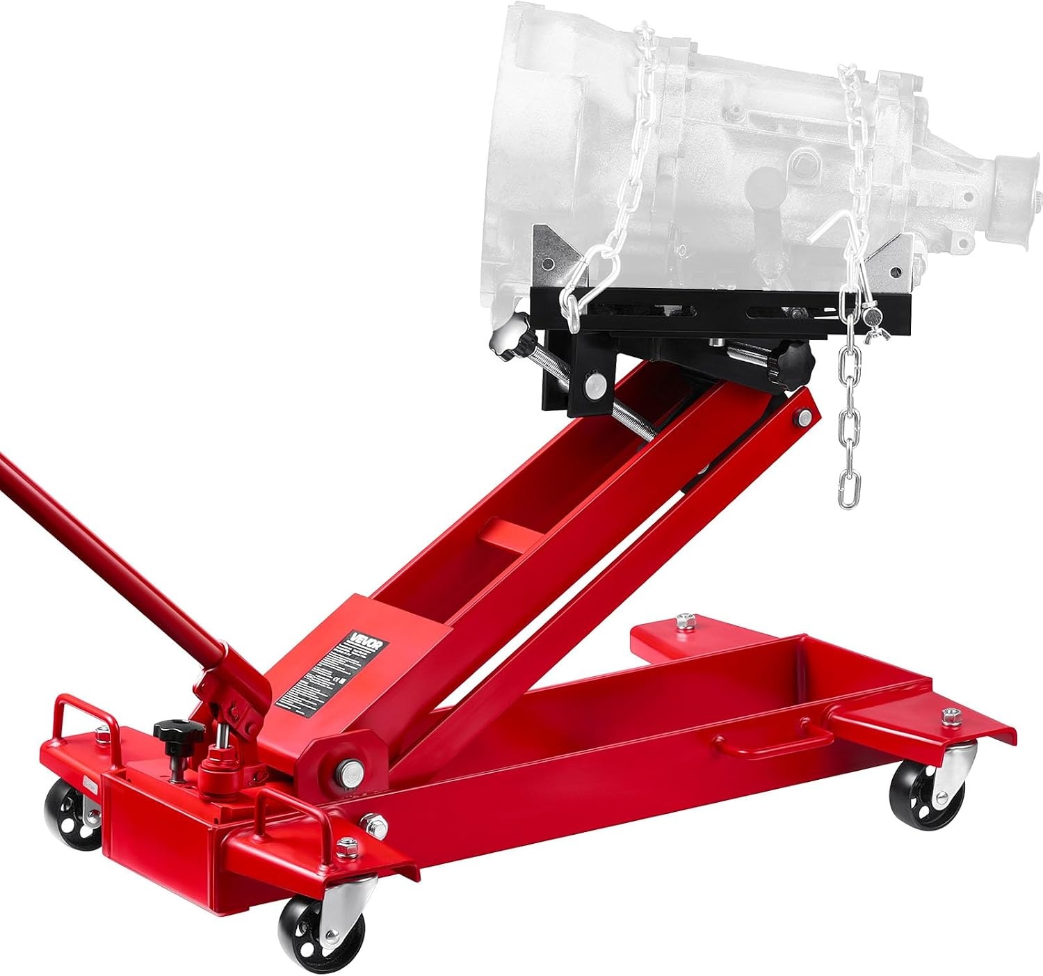 image:imageVEVOR Adjustable Floor Transmission Jack 2200 lbs1T Low Profile Hydraulic Transmission Telescoping HeavyDuty Lift Jack 728276 in Lifting Height 360 Swivel Front Wheels2200 lbs