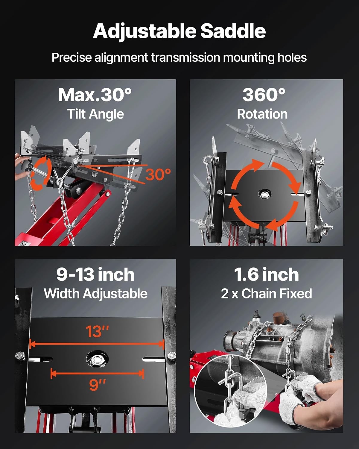 image:imageVEVOR Adjustable Floor Transmission Jack 2200 lbs1T Low Profile Hydraulic Transmission Telescoping HeavyDuty Lift Jack 728276 in Lifting Height 360 Swivel Front Wheels1000 lbs