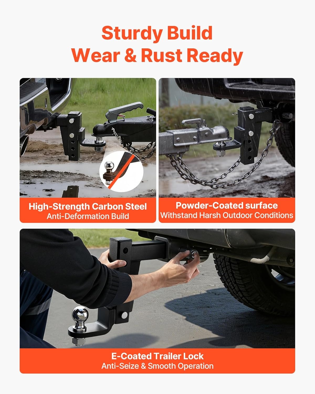 image:imageVEVOR Adjustable Trailer Hitch Fit 25 Inch Receiver Trailer Hitch Mount with 2 Inch amp 2516 Inch Balls 21000 lbs GTW 9 Inch Drop Towing Ball Mounts for RVs OffRoad Vehicles and Trucks Black146 x 94 x 24 in