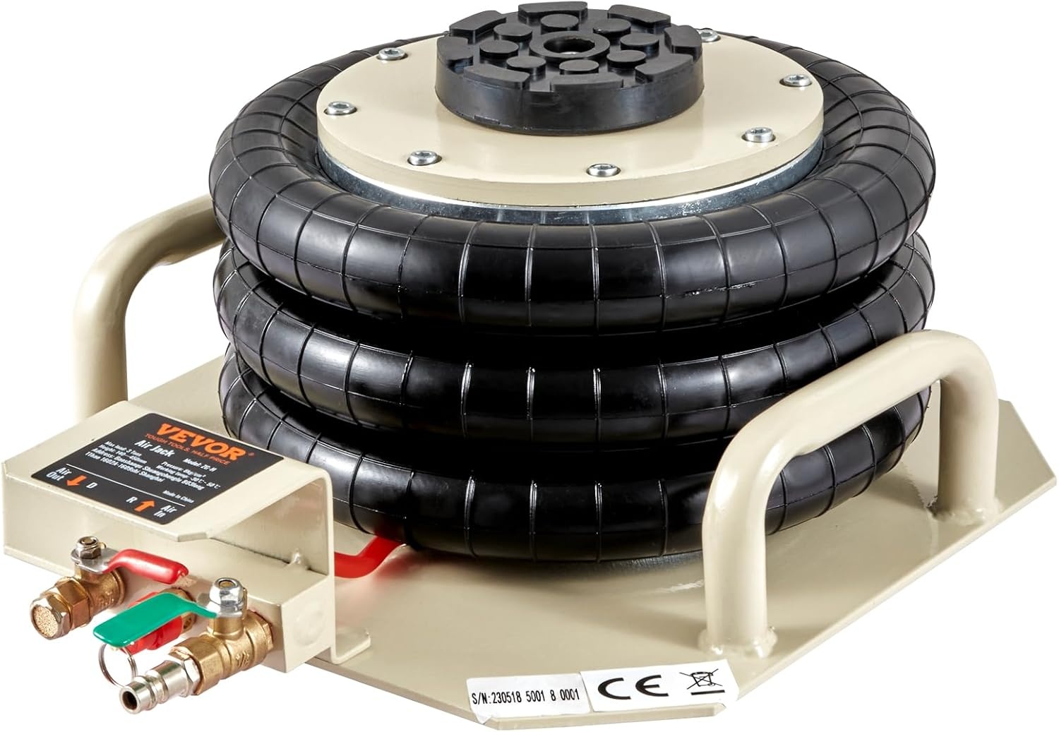 image:imageVEVOR Air Jack 3 Ton6600 lbs Triple Bag Air Jack Airbag Jack with Six Steel Pipes Lift up to 177 inch450 mm 35 s Fast Lifting Pneumatic Jack with Side Handles for Car Garage Repair