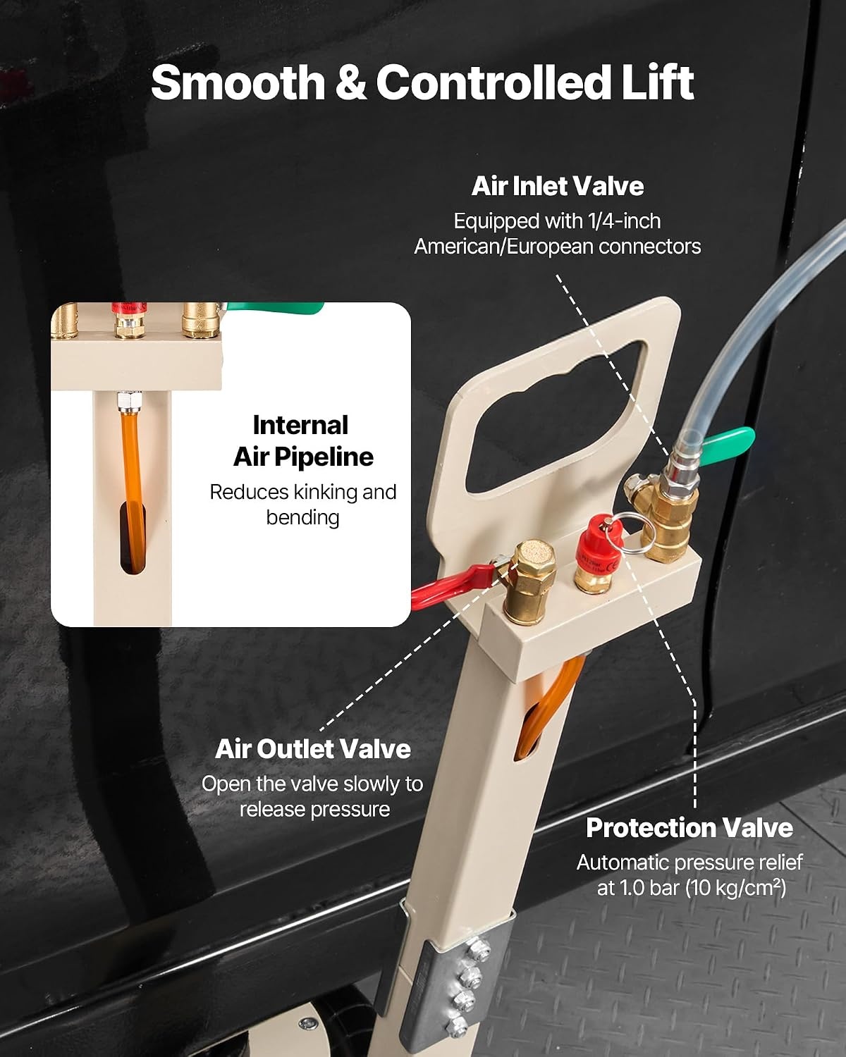 image:imageVEVOR Air Jack 3 Ton6613 lbs Triple Bag Air Jack Airbag with Six Steel Pipes Lift Up to 177 inch450 mm 16 s Fast Lifting Pneumatic with Long Handle amp Rubber Pad for Cars SUVs Pickup TrucksAdjust Handle