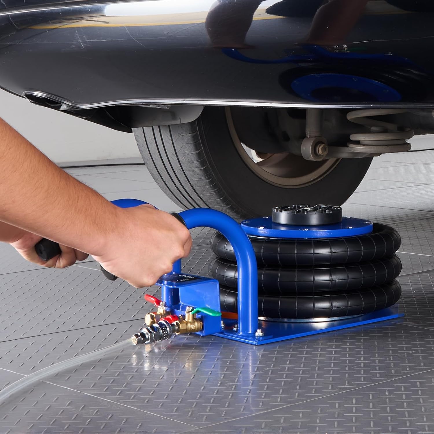 image:imageVEVOR Air Jack 3 Ton6613 lbs Triple Bag Air Jack Airbag with Six Steel Pipes Lift Up to 177 inch450 mm 16 s Fast Lifting Pneumatic with Short Handles for Car SUV Pickup Truck Repair Garage3THigh 177